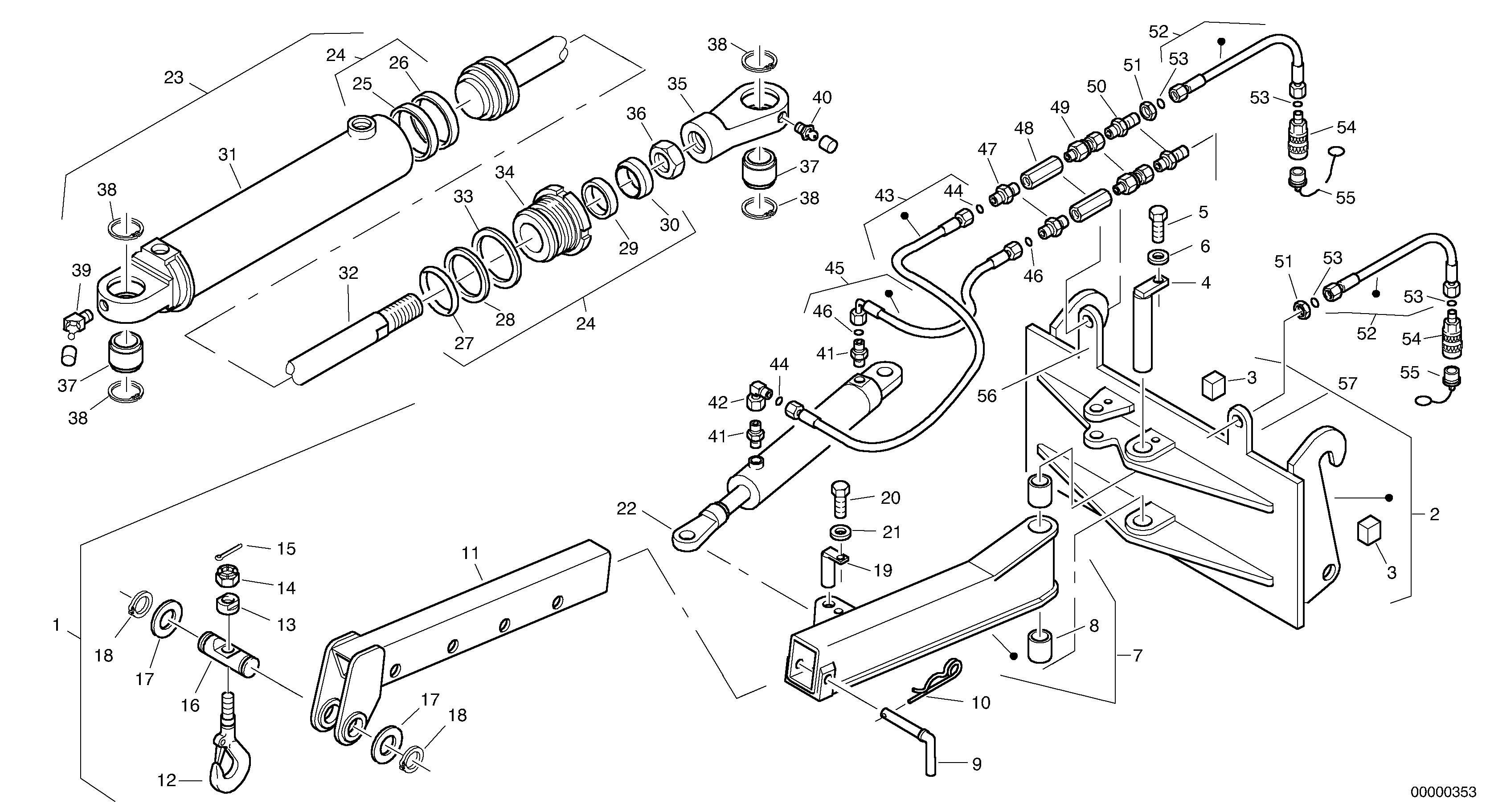 Схема запчастей Volvo L32 TYPE 184 SER NO - 2200 - 5317 Load hook, slewing 