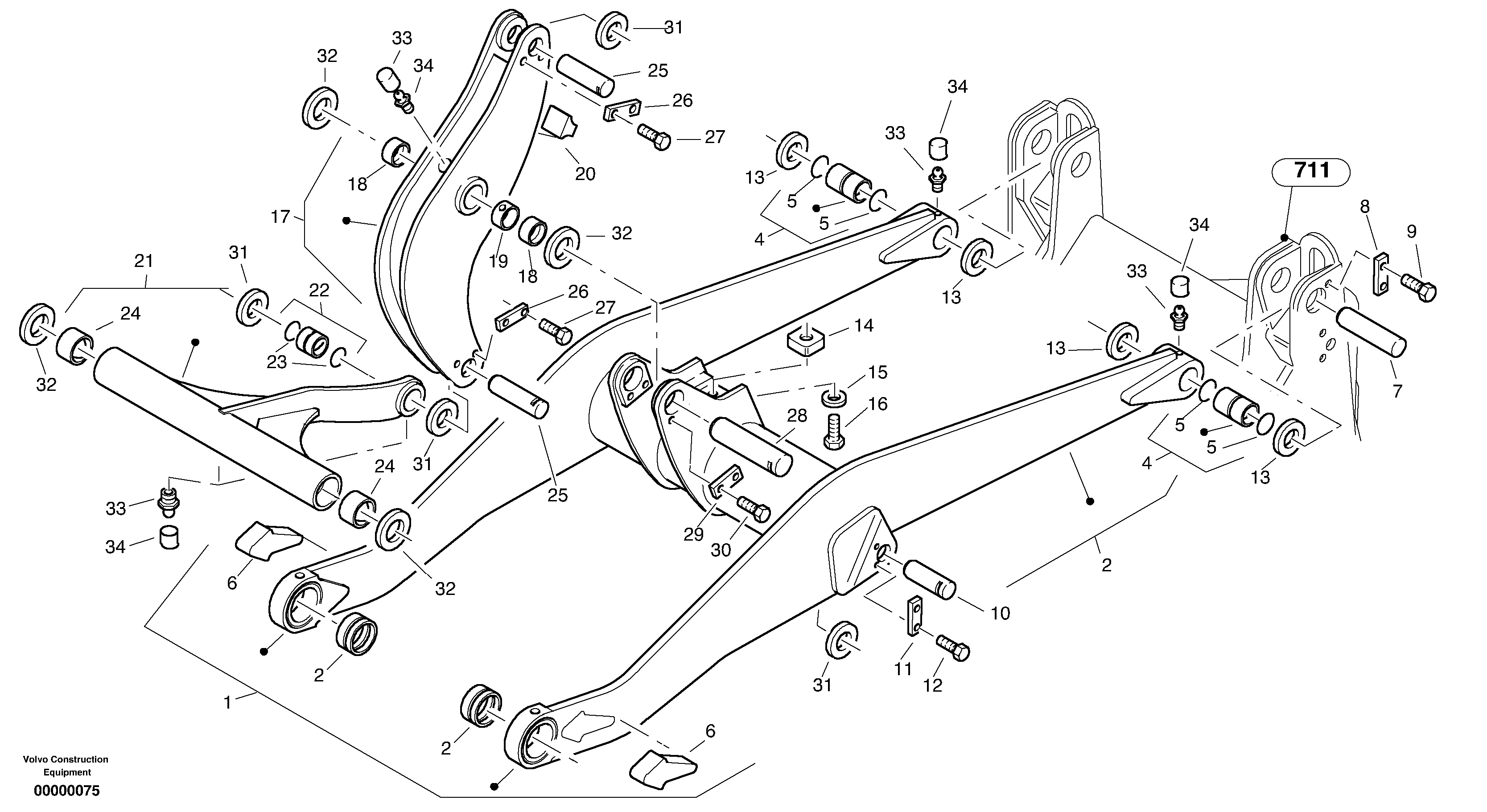 Схема запчастей Volvo L32 TYPE 184 SER NO - 2200 - 1299 Lift frame 