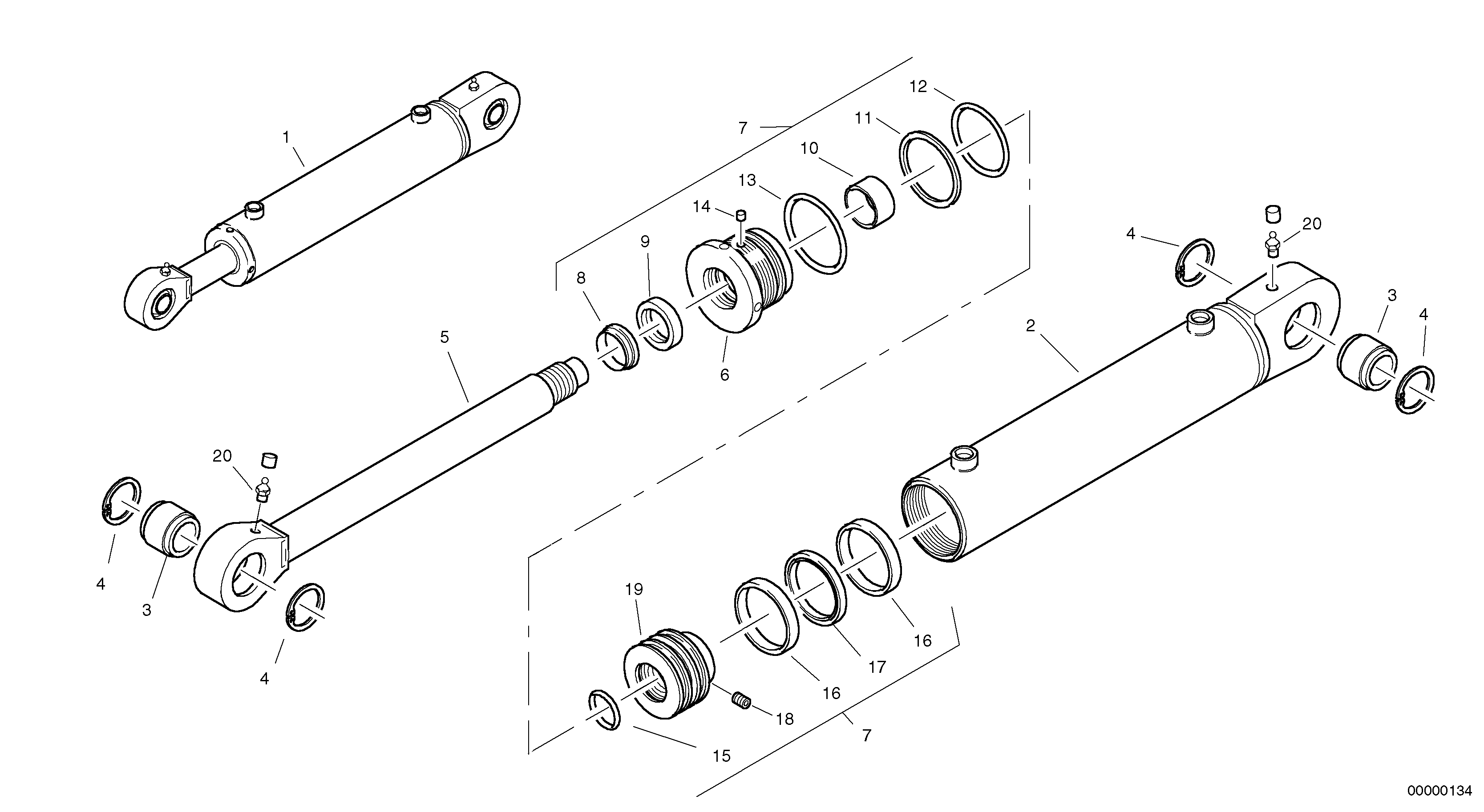 Схема запчастей Volvo L32 TYPE 184 SER NO - 2200 - 2483 Гидроцилиндр (цилиндр) подъемный 