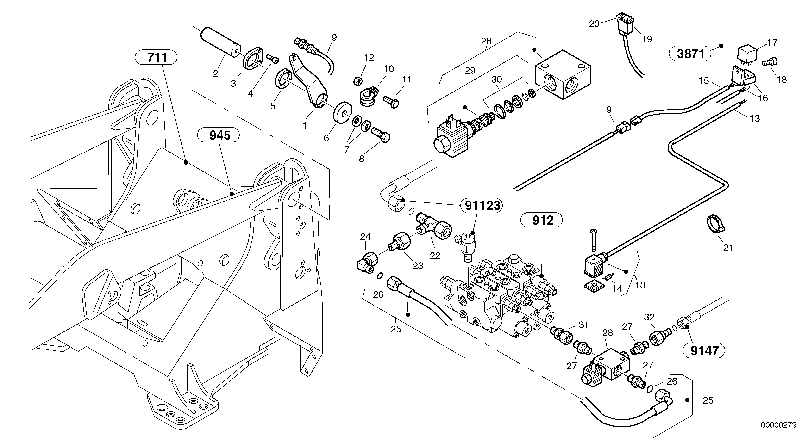 Схема запчастей Volvo L32 TYPE 184 SER NO - 2200 - 5318 Lift end disconnection 