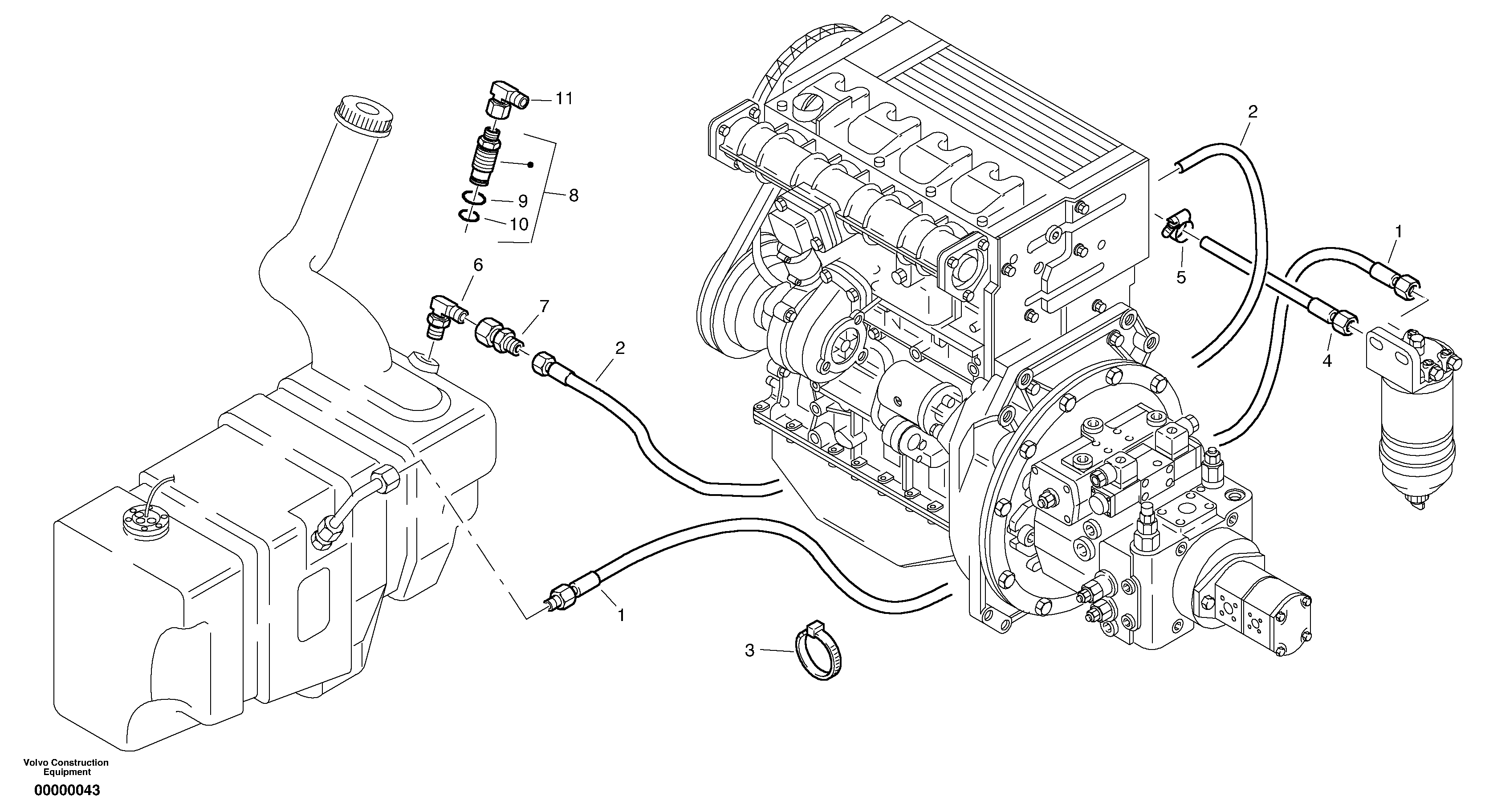 Схема запчастей Volvo L35 TYPE 186, 188, 189 SER NO - 2200 - 6376 Fuel pipes 