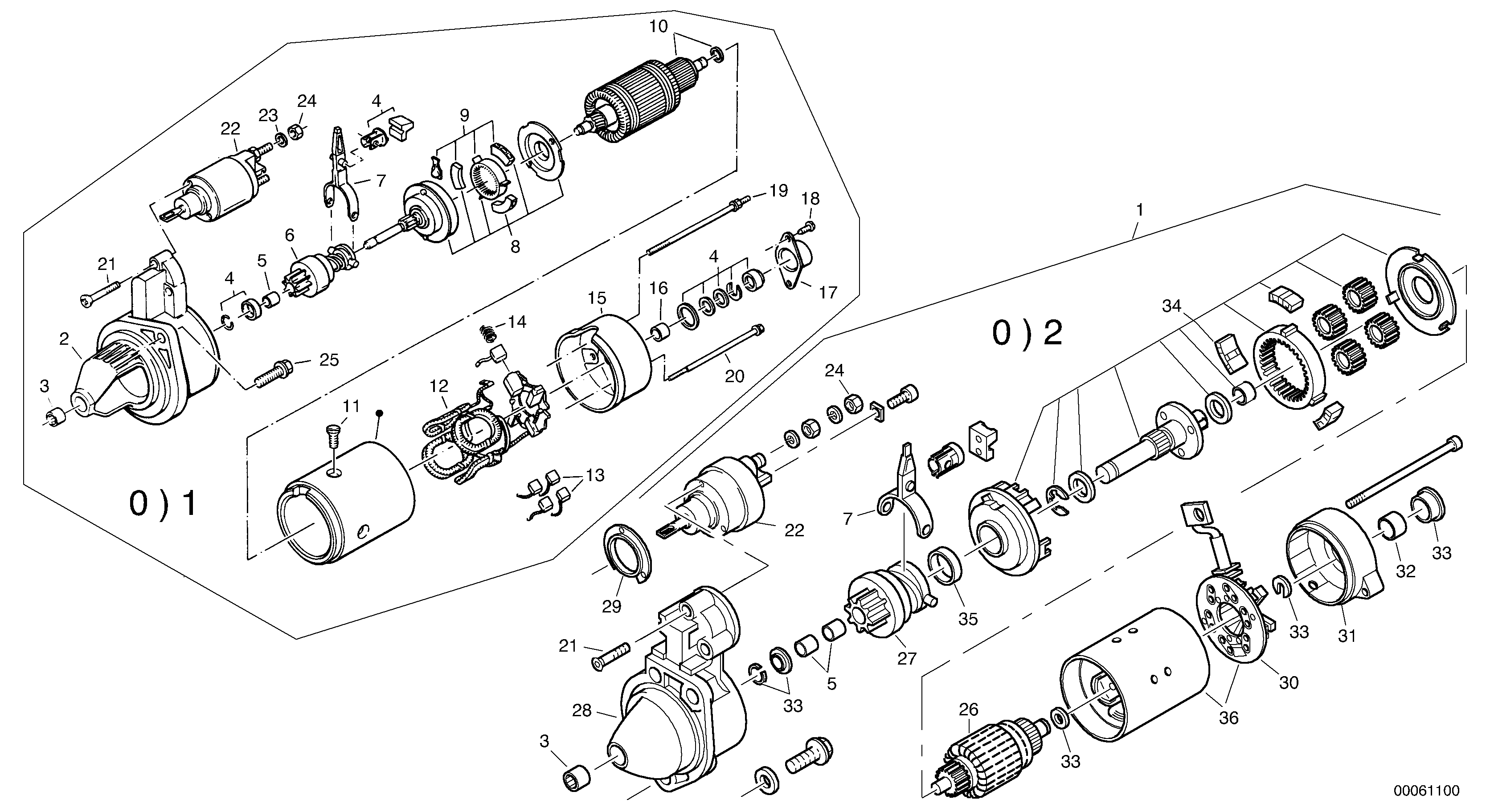 Схема запчастей Volvo L35 TYPE 186, 188, 189 SER NO - 2200 - 6391 Стартер 