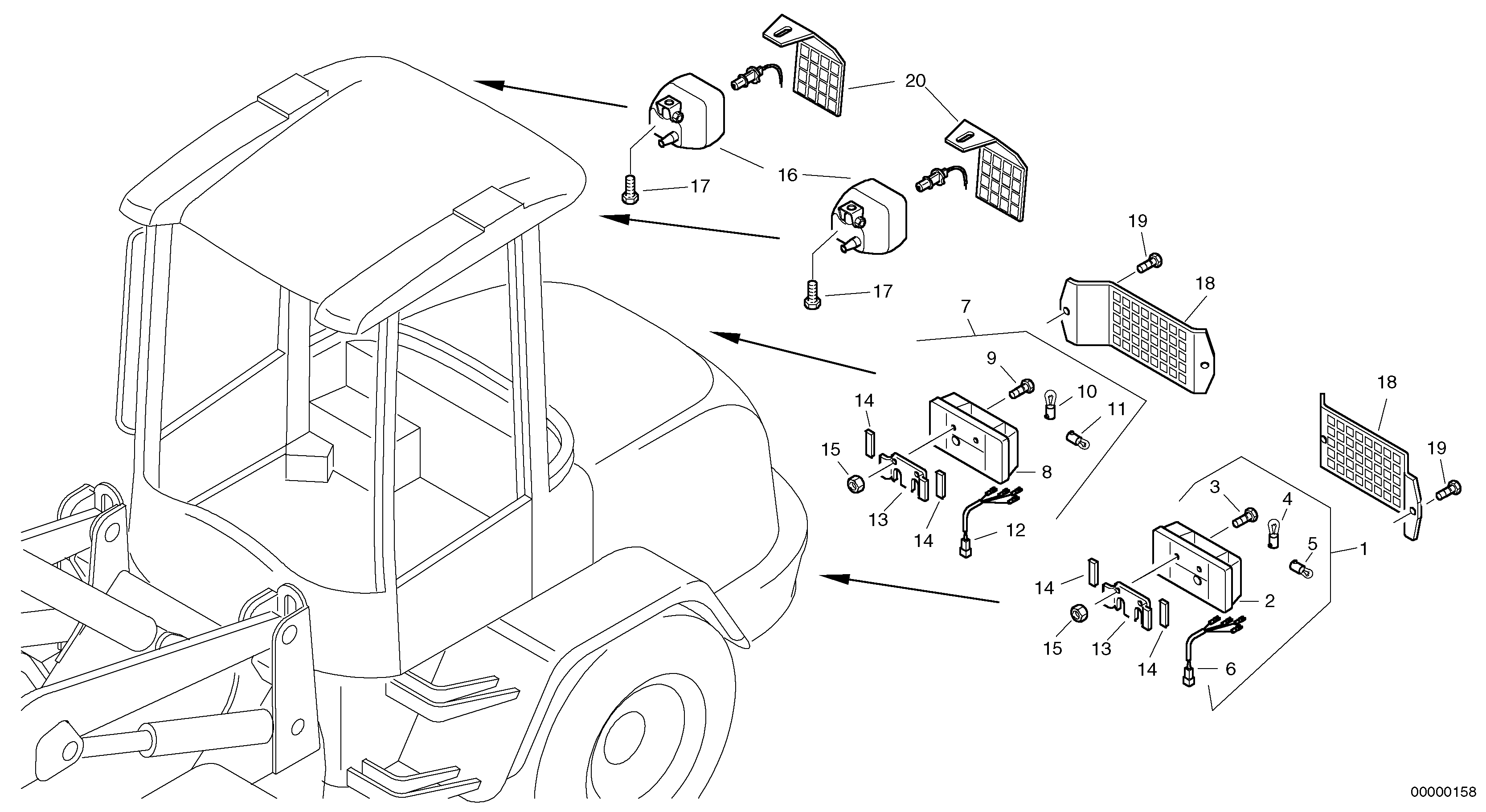 Схема запчастей Volvo L35 TYPE 186, 188, 189 SER NO - 2200 - 9269 Lighting, rear 