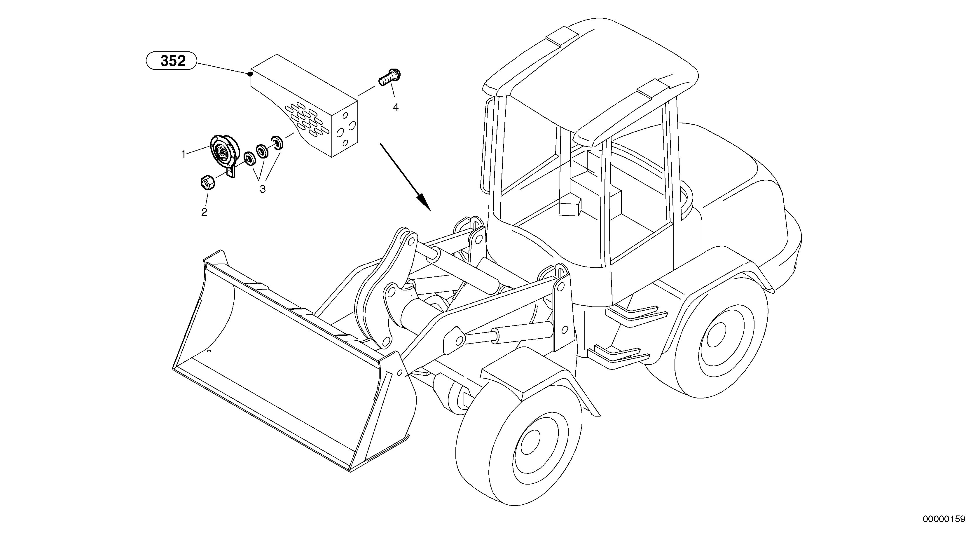 Схема запчастей Volvo L35 TYPE 186, 188, 189 SER NO - 2200 - 9486 Signal horn 