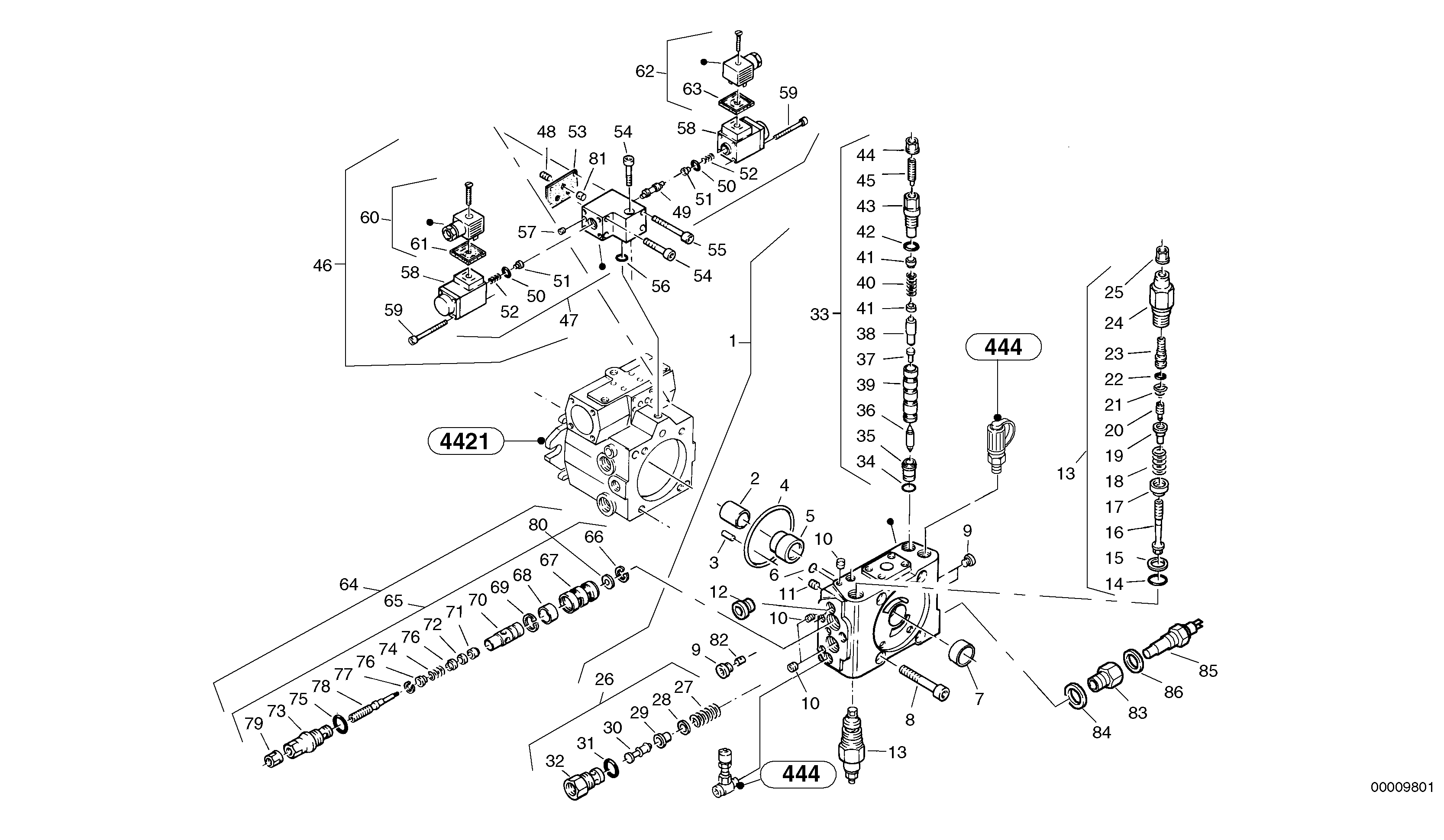 Схема запчастей Volvo L35 TYPE 186, 188, 189 SER NO - 2200 - 6996 Valves - Variable displacement pump 