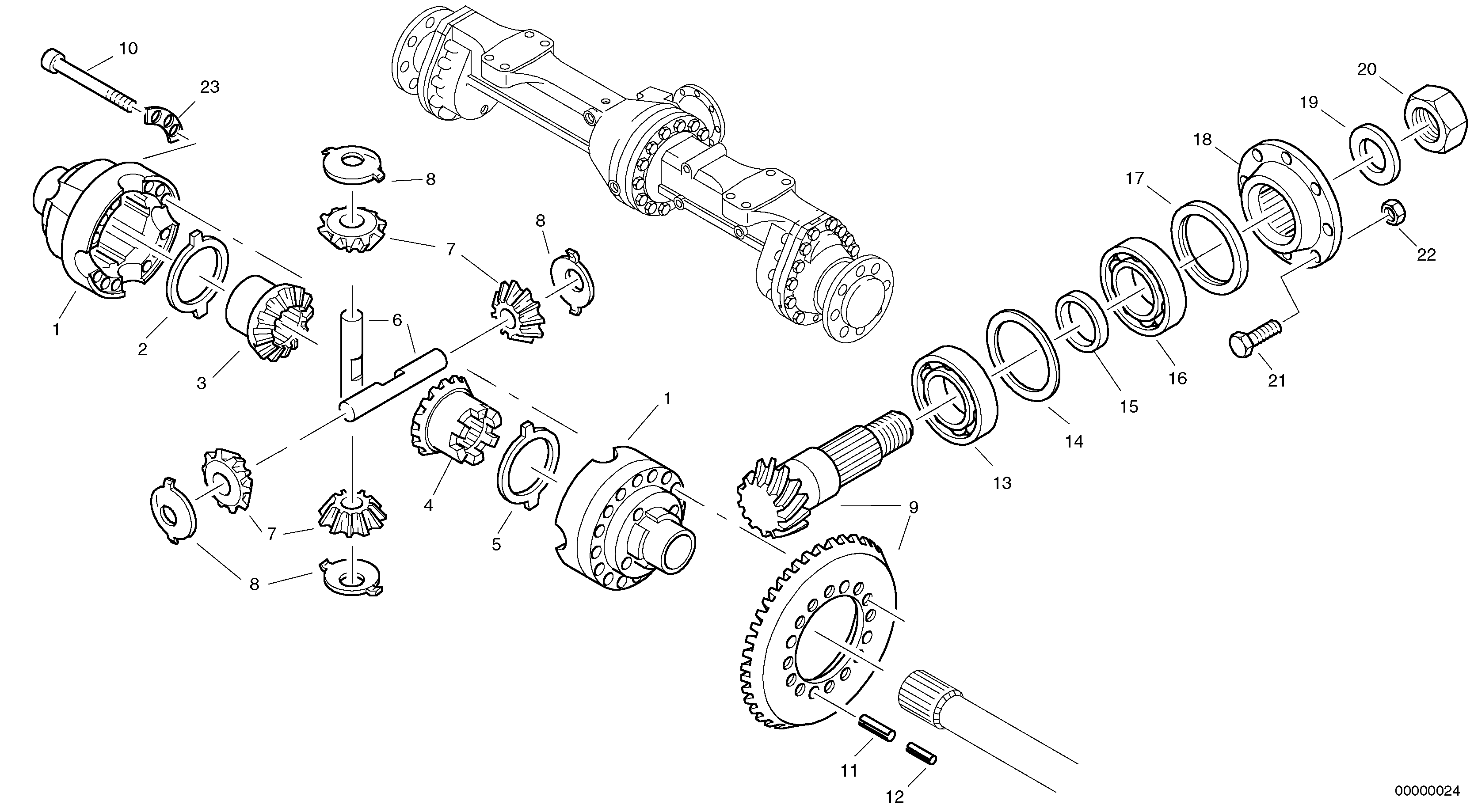 Схема запчастей Volvo L35 TYPE 186, 188, 189 SER NO - 2200 - 39011 Корпус дифференциала переднего моста 