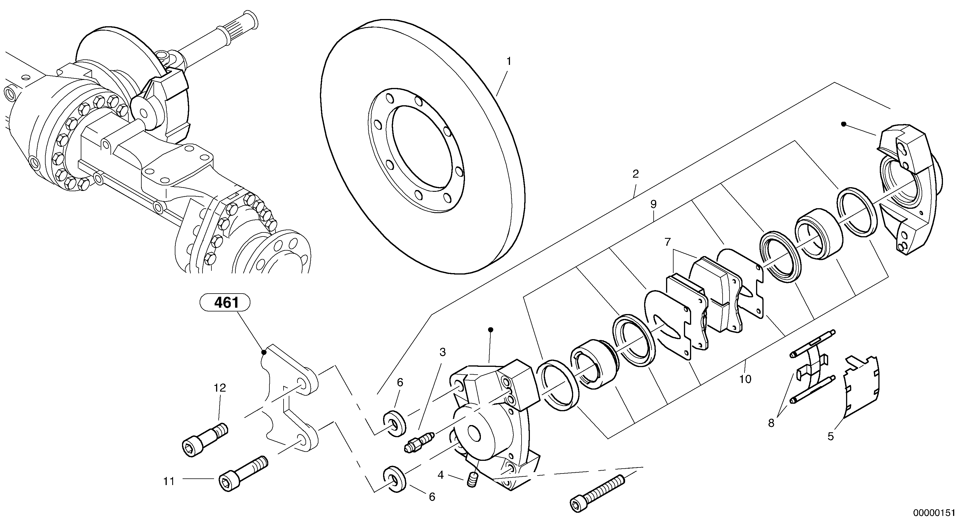 Схема запчастей Volvo L35 TYPE 186, 188, 189 SER NO - 2200 - 13748 Central brake 