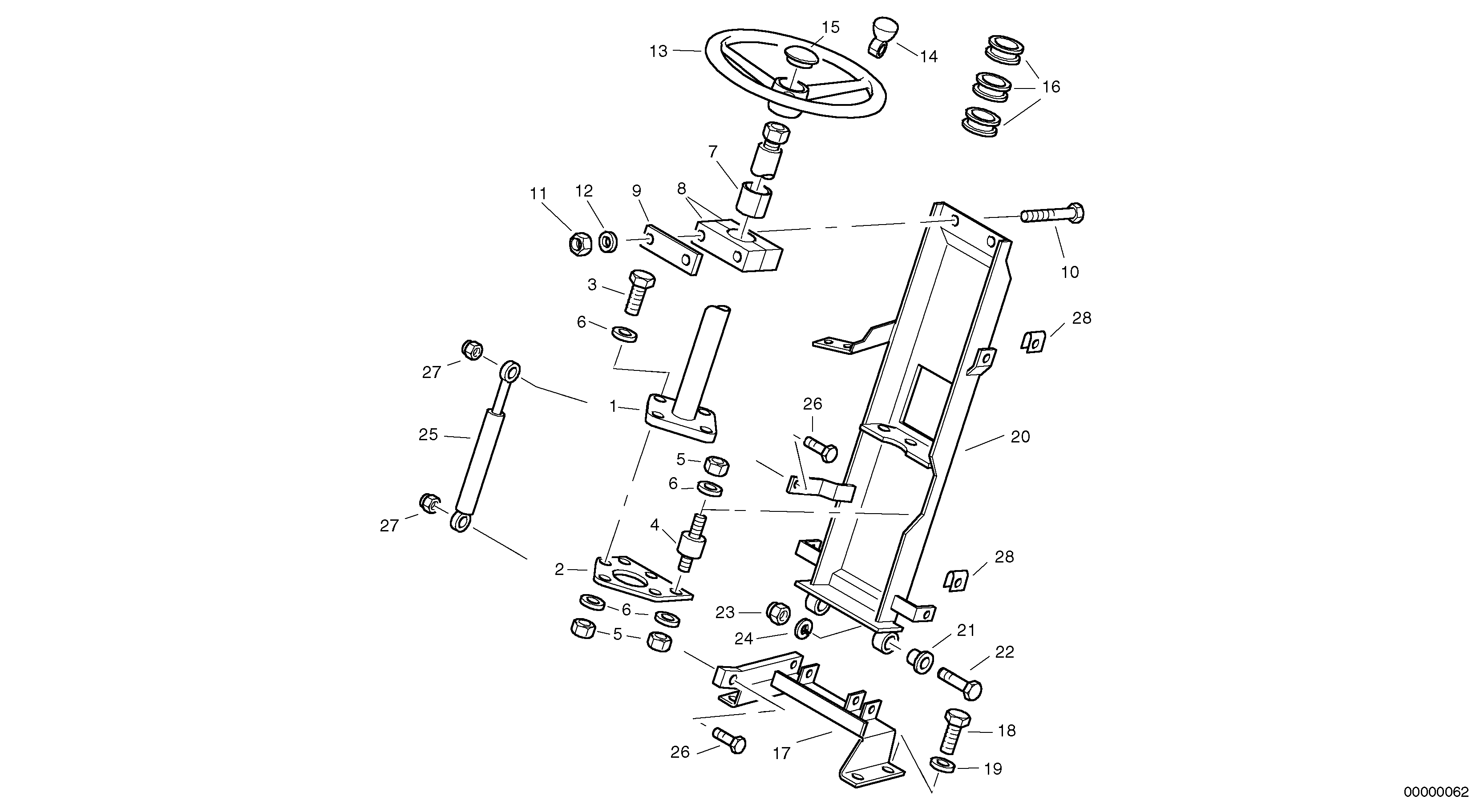 Схема запчастей Volvo L35 TYPE 186, 188, 189 SER NO - 2200 - 12874 Steering assembly 