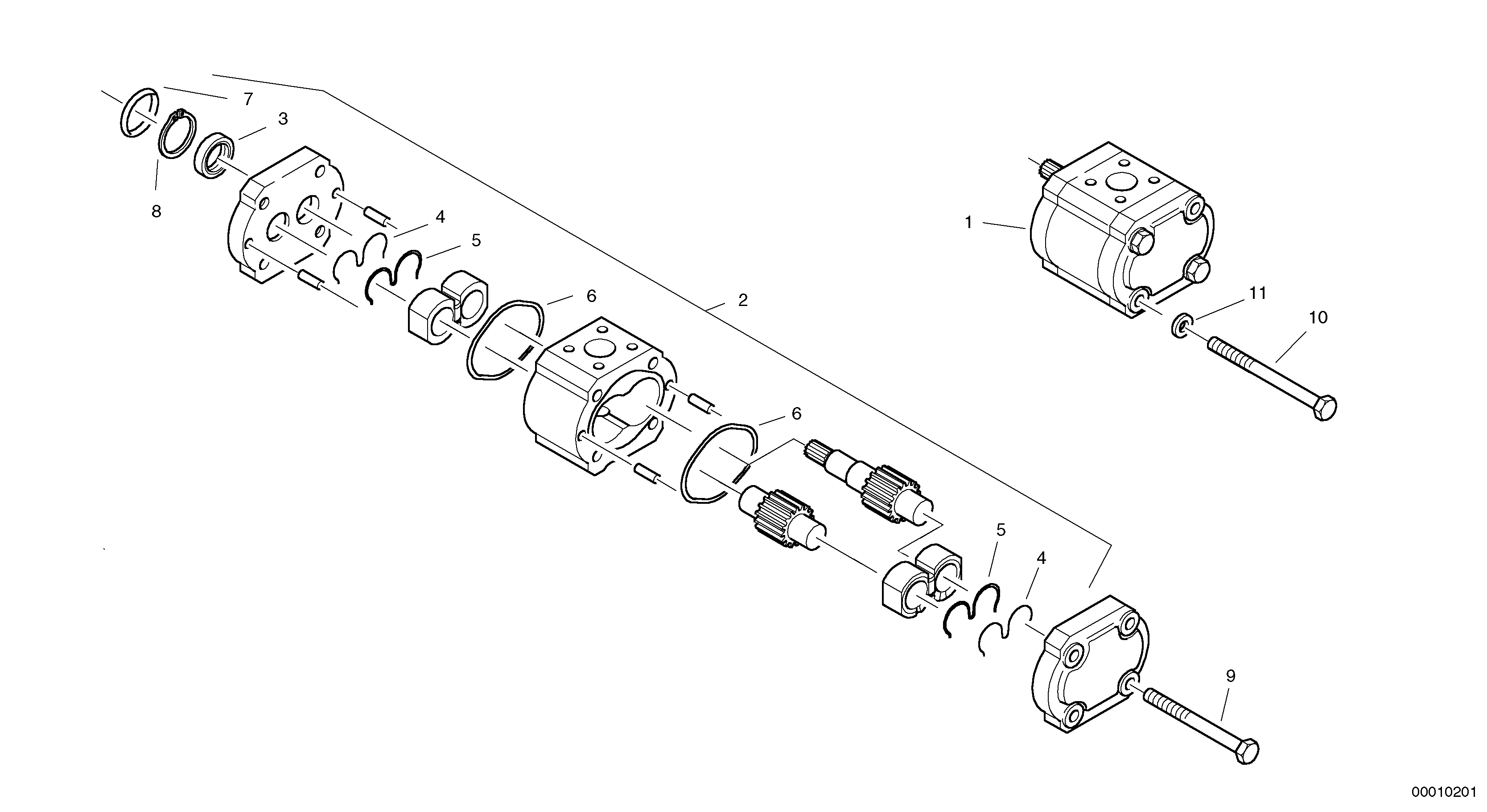 Схема запчастей Volvo L35 TYPE 186, 188, 189 SER NO - 2200 - 64201 Гидронасос рулевой 