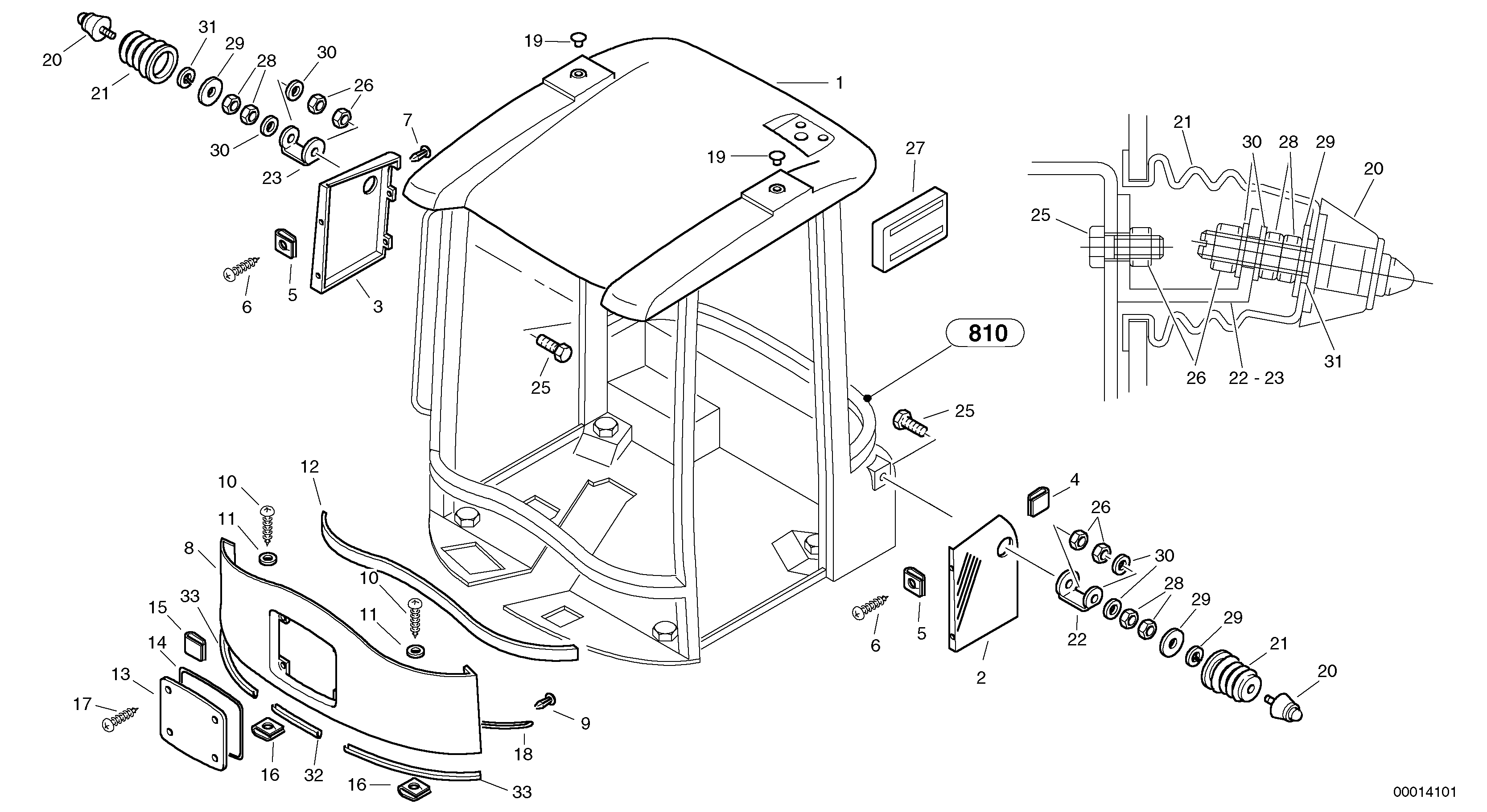 Схема запчастей Volvo L35 TYPE 186, 188, 189 SER NO - 2200 - 7703 Drivers cabin 