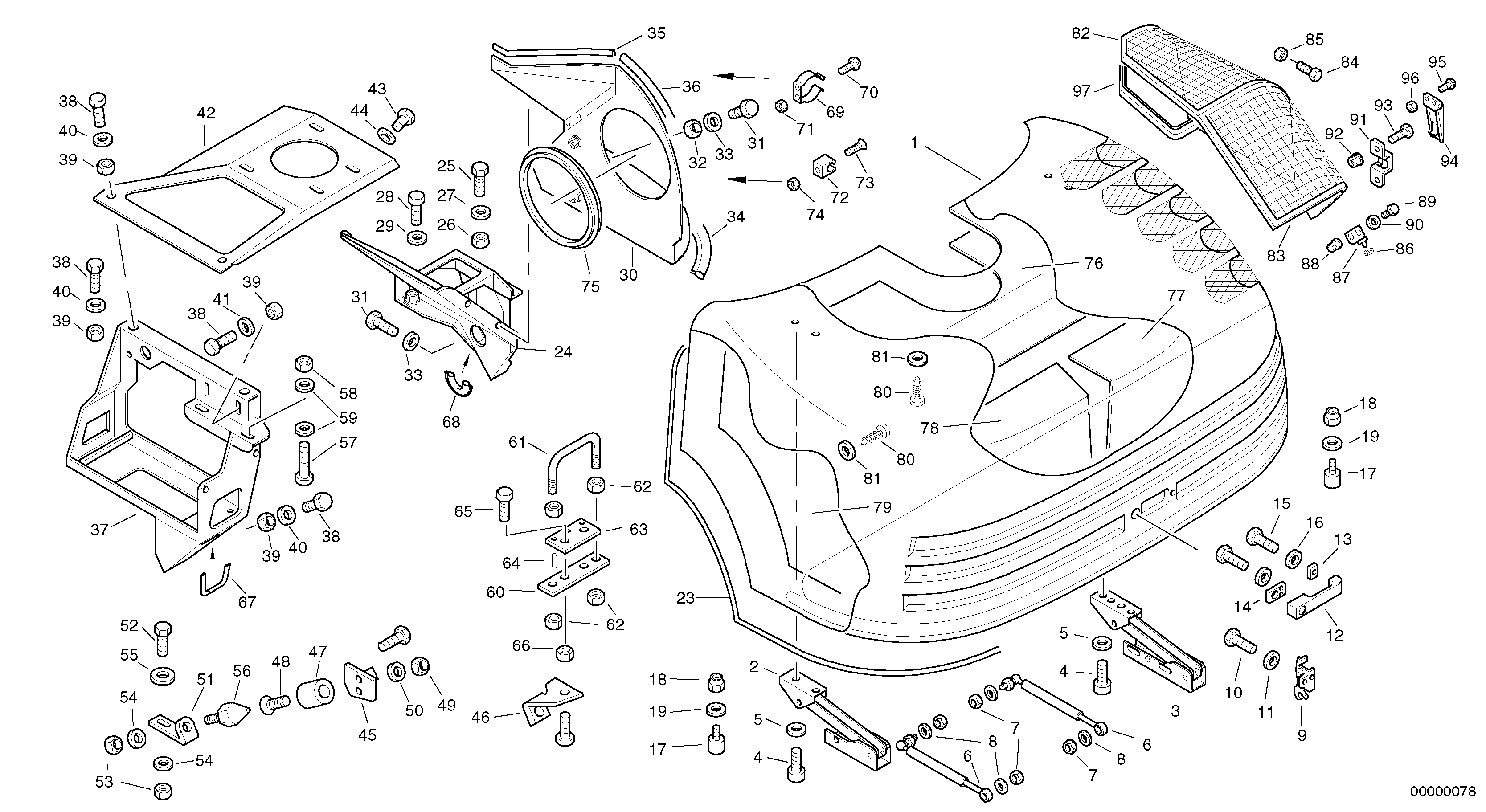 Схема запчастей Volvo L35 TYPE 186, 188, 189 SER NO - 2200 - 64757 Engine hood 