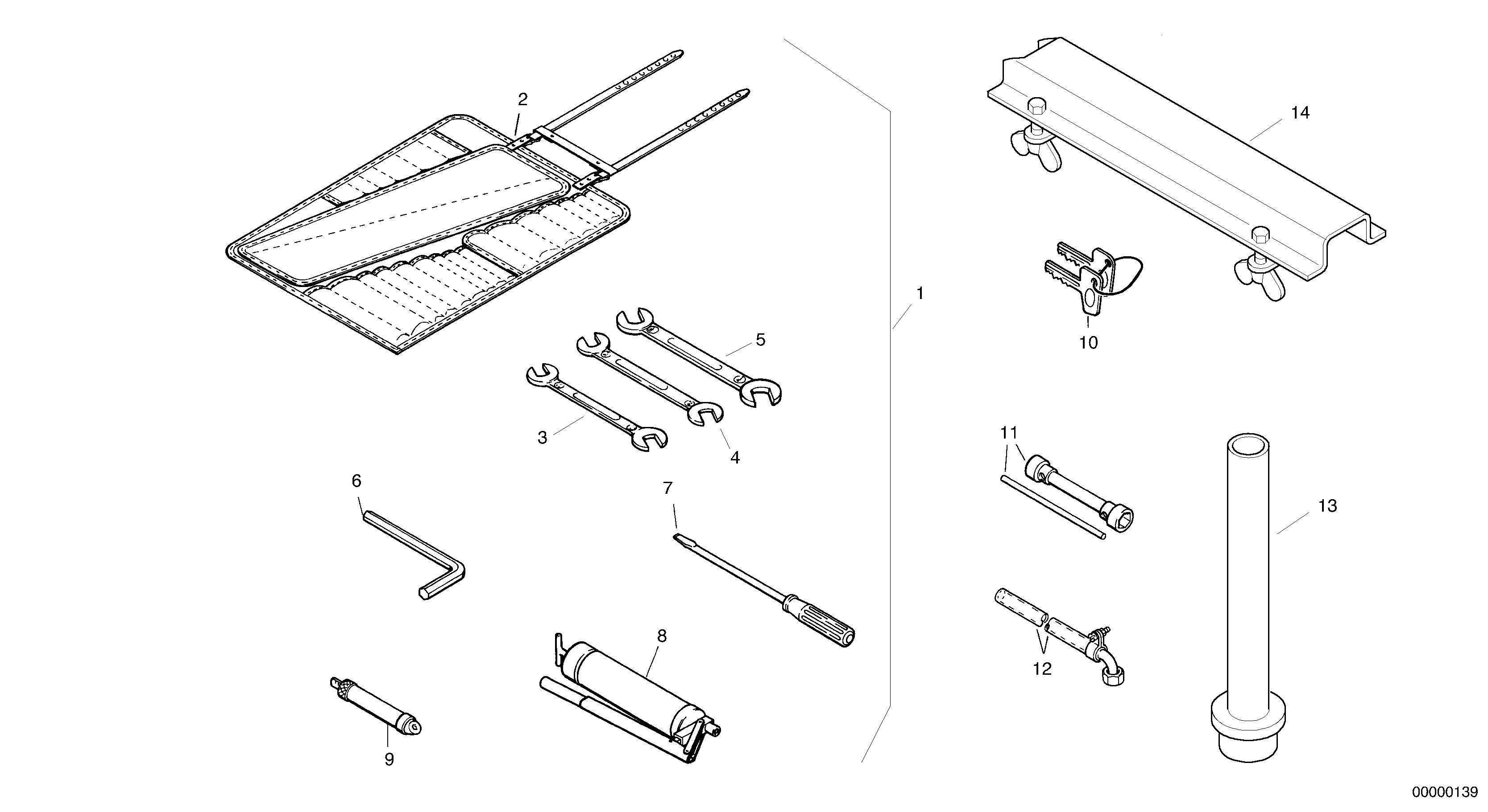 Схема запчастей Volvo L35 TYPE 186, 188, 189 SER NO - 2200 - 8540 Инструменты для ремонта 