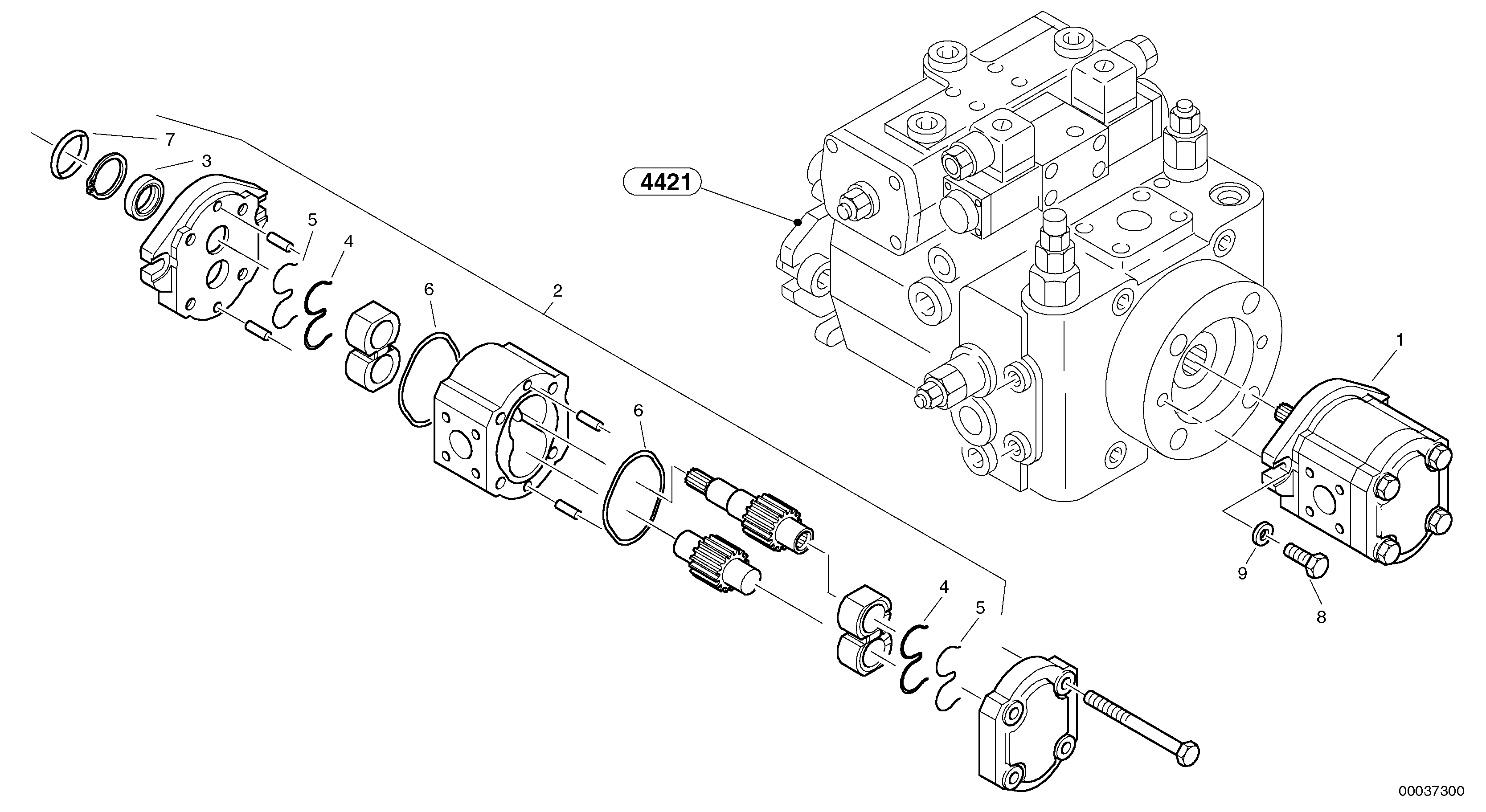 Схема запчастей Volvo L35 TYPE 186, 188, 189 SER NO - 2200 - 10977 Pump - working hydraulic 