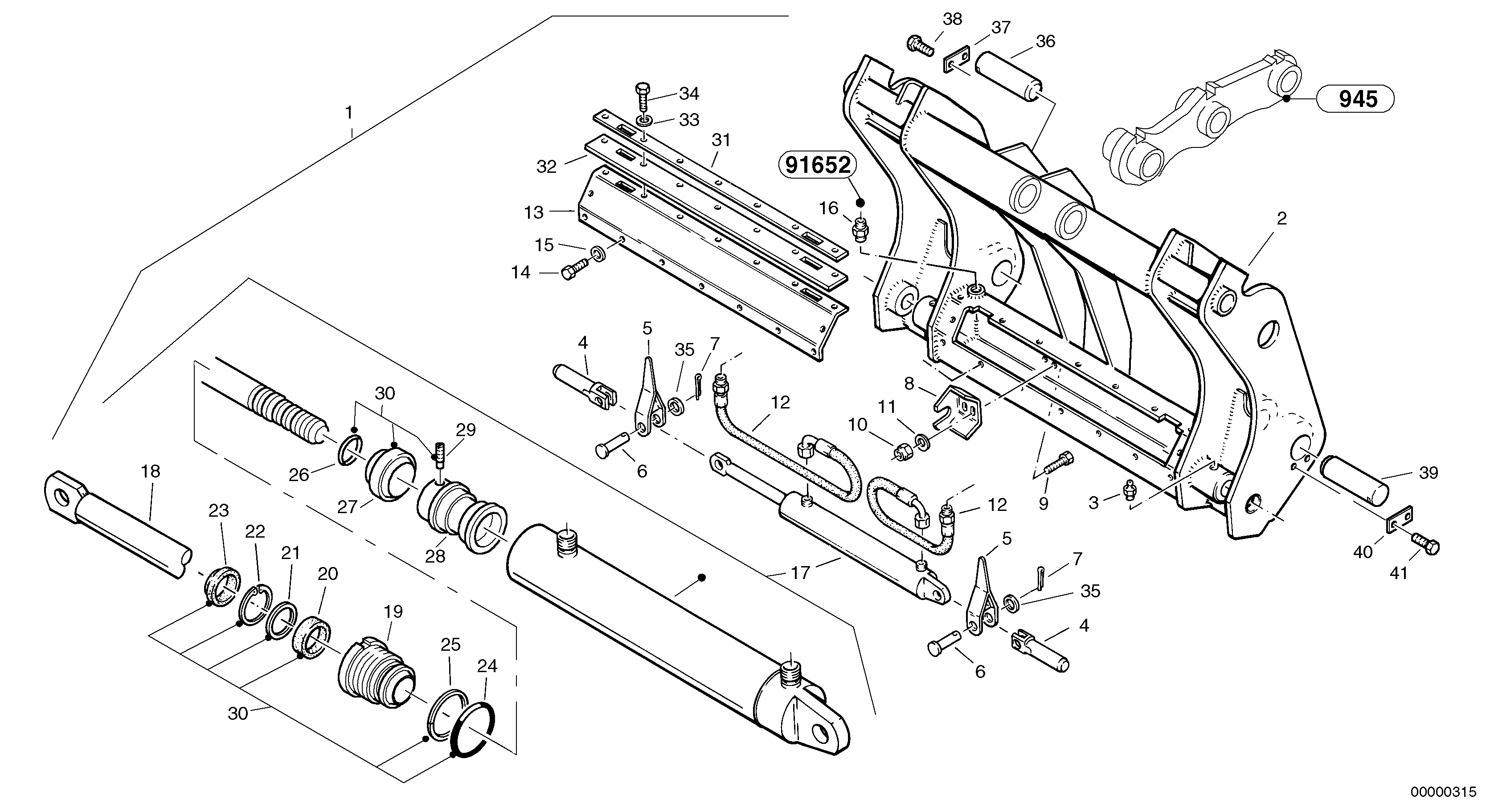 Схема запчастей Volvo L35 TYPE 186, 188, 189 SER NO - 2200 - 16917 Attachment mounting plate - Quick change, hydraulic - Tpv 