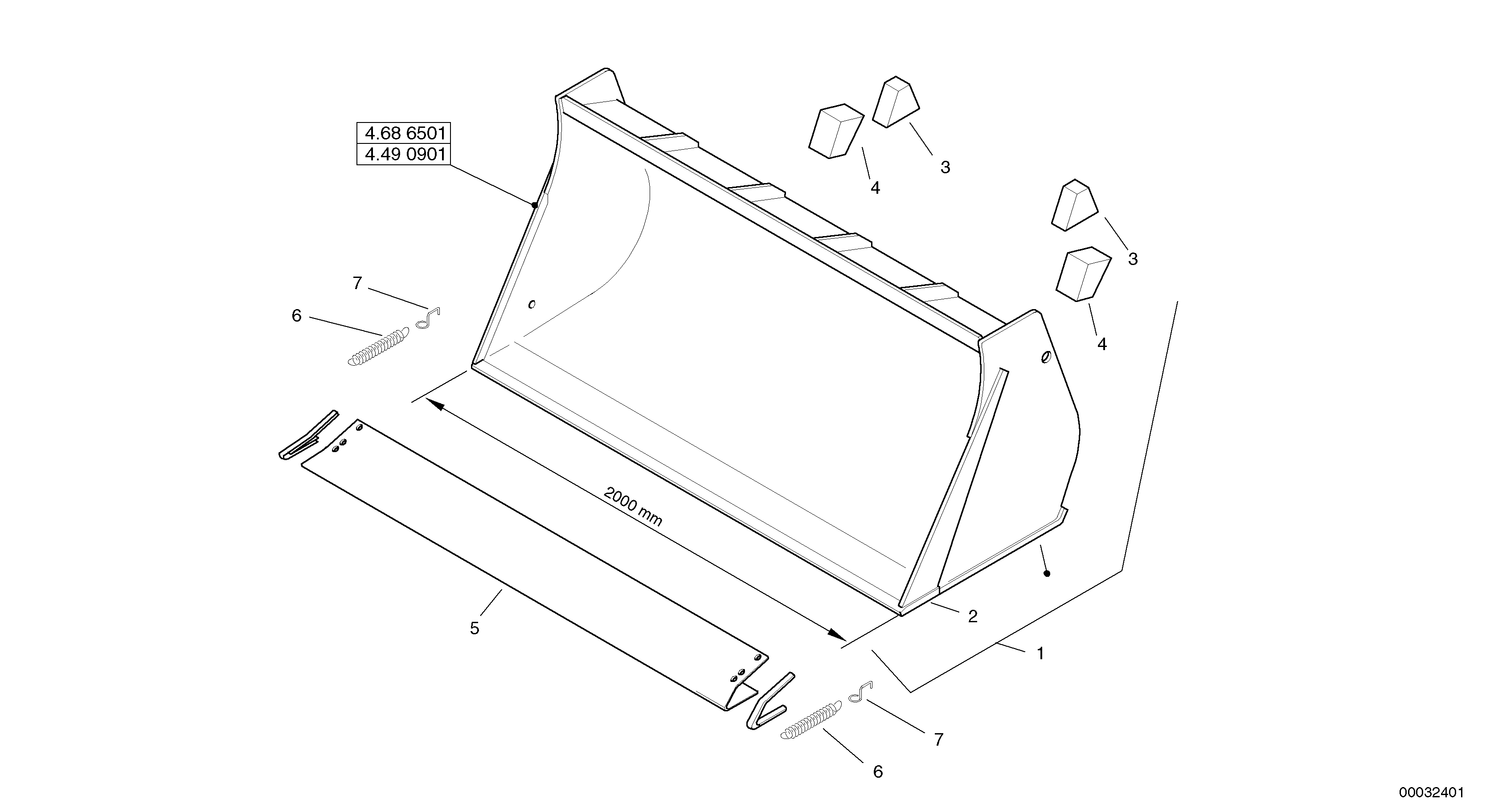 Схема запчастей Volvo L35 TYPE 186, 188, 189 SER NO - 2200 - 16919 Bucket without teeth - Tpz 