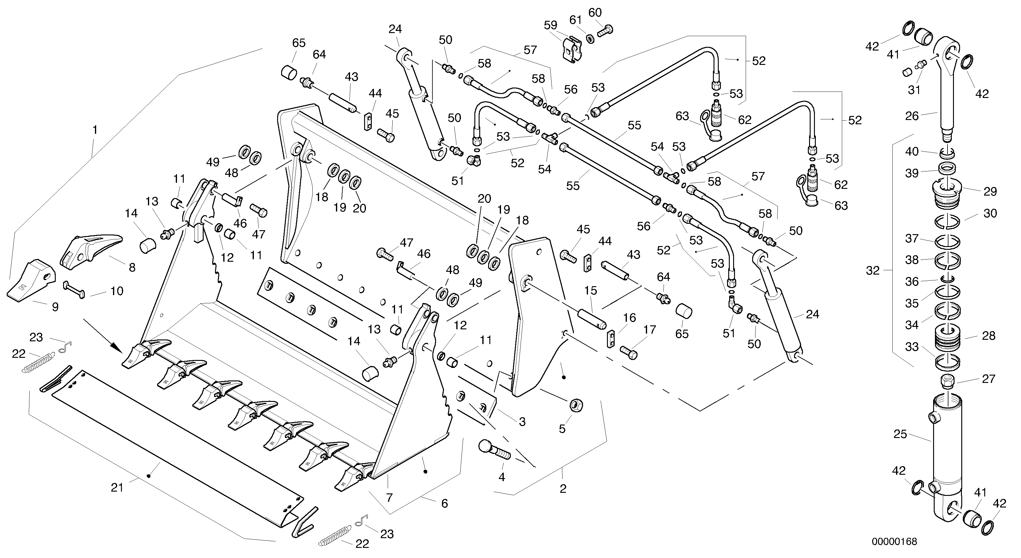 Схема запчастей Volvo L35 TYPE 186, 188, 189 SER NO - 2200 - 20137 Shutter bucket with teeth 