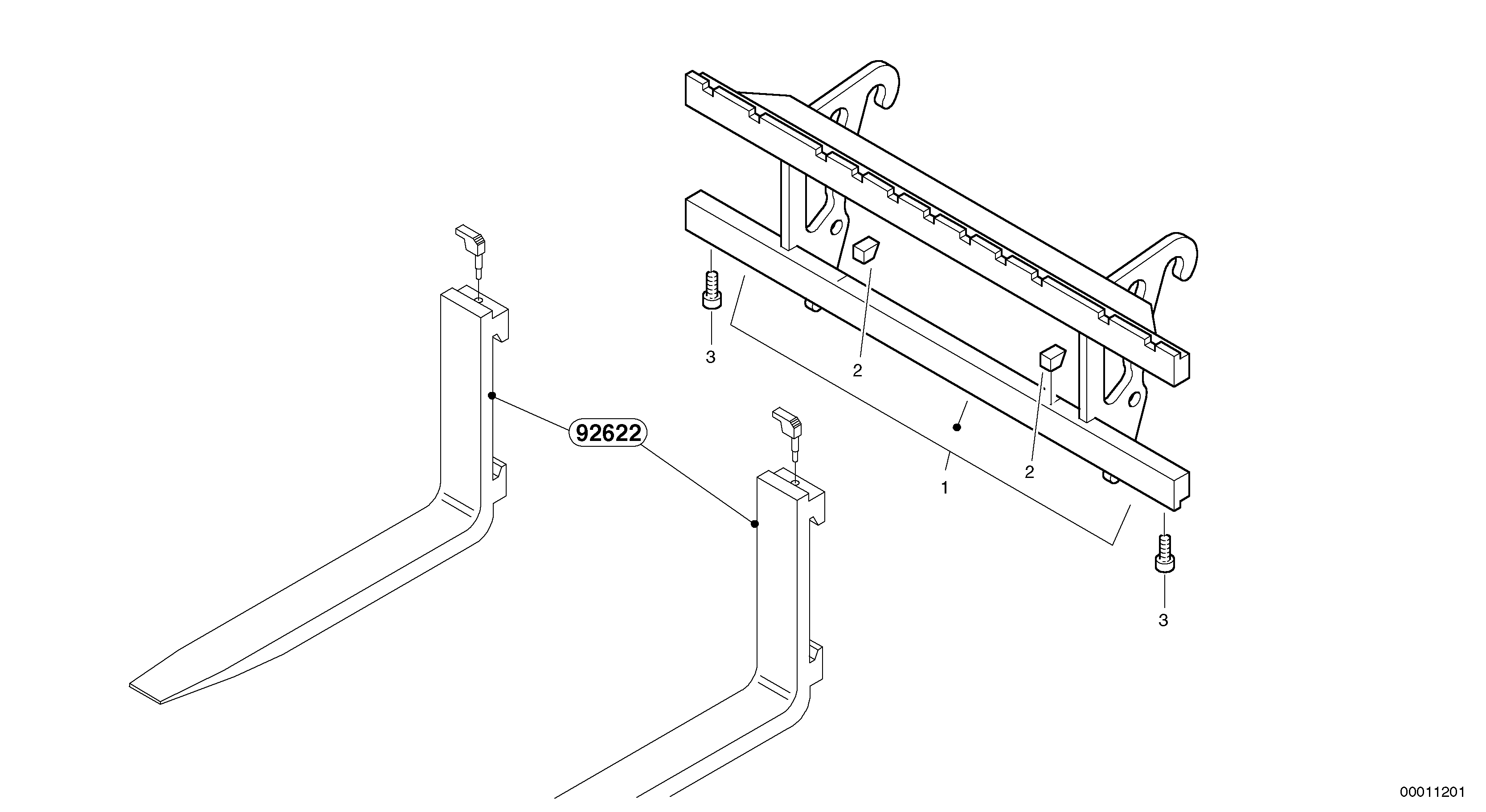 Схема запчастей Volvo L35 TYPE 186, 188, 189 SER NO - 2200 - 20143 Fork lift attachment support 