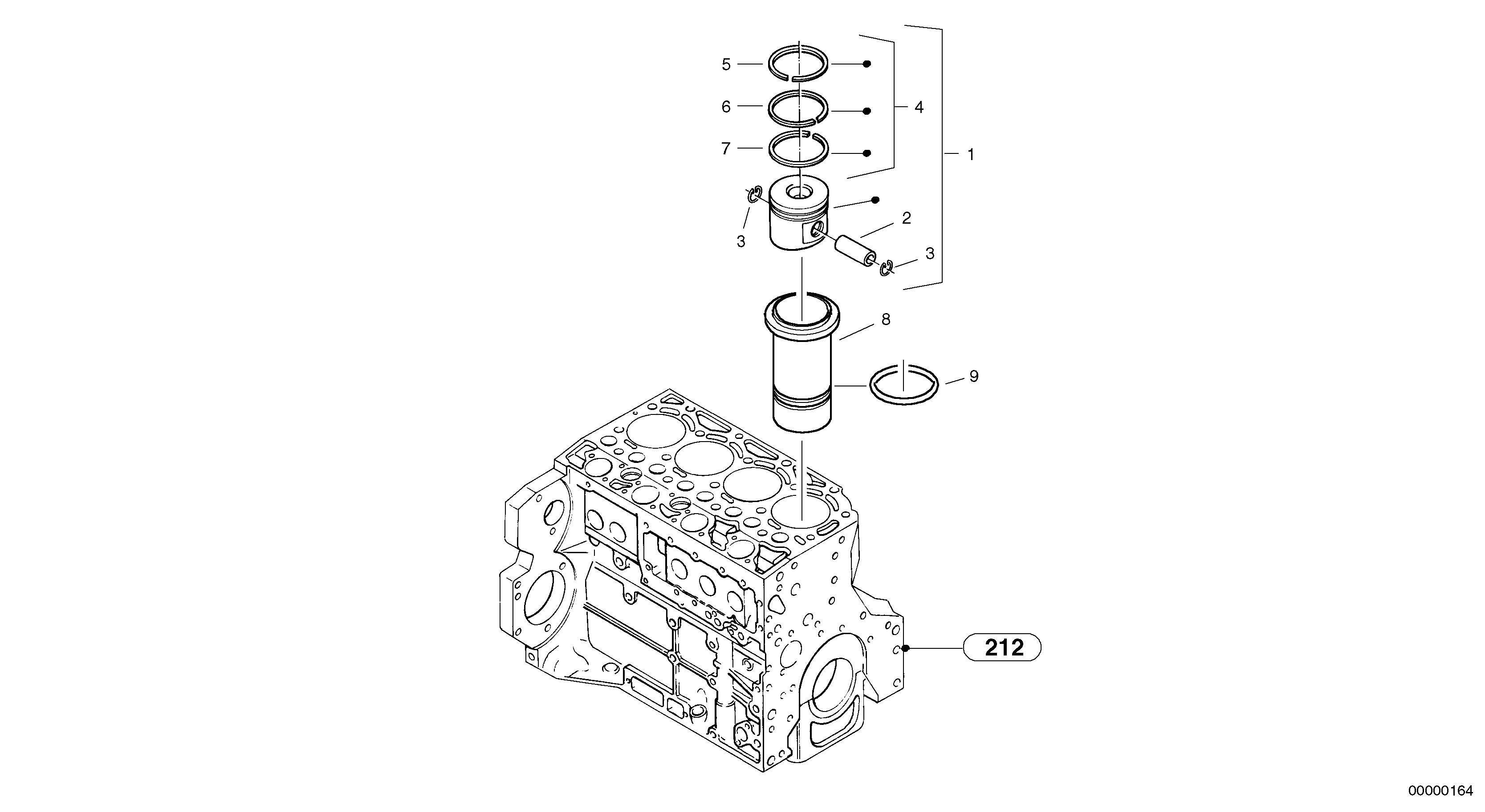 Схема запчастей Volvo L40 TYPE 191, 192 SER NO - 1000 - 15117 Cylinder bush and piston 