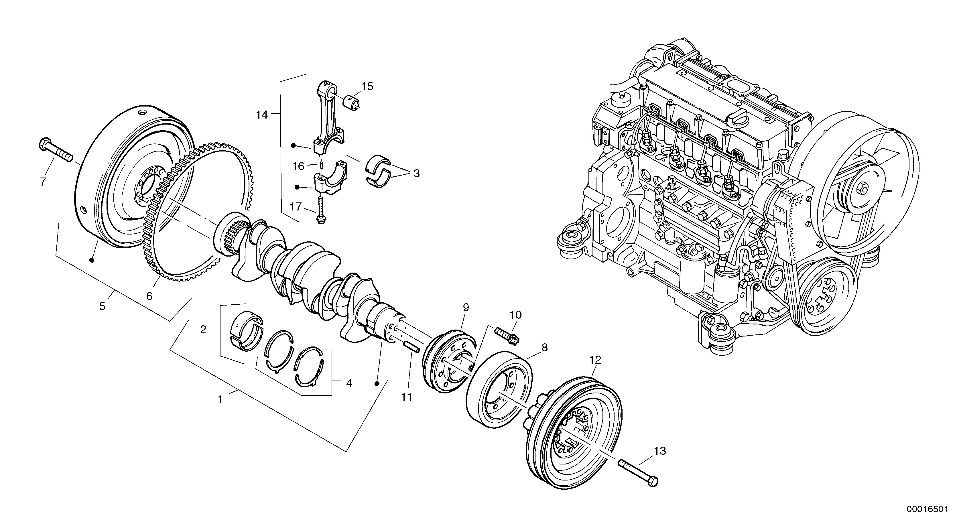 Схема запчастей Volvo L40 TYPE 191, 192 SER NO - 1000 - 15126 Коленчатый вал (коленвал) 