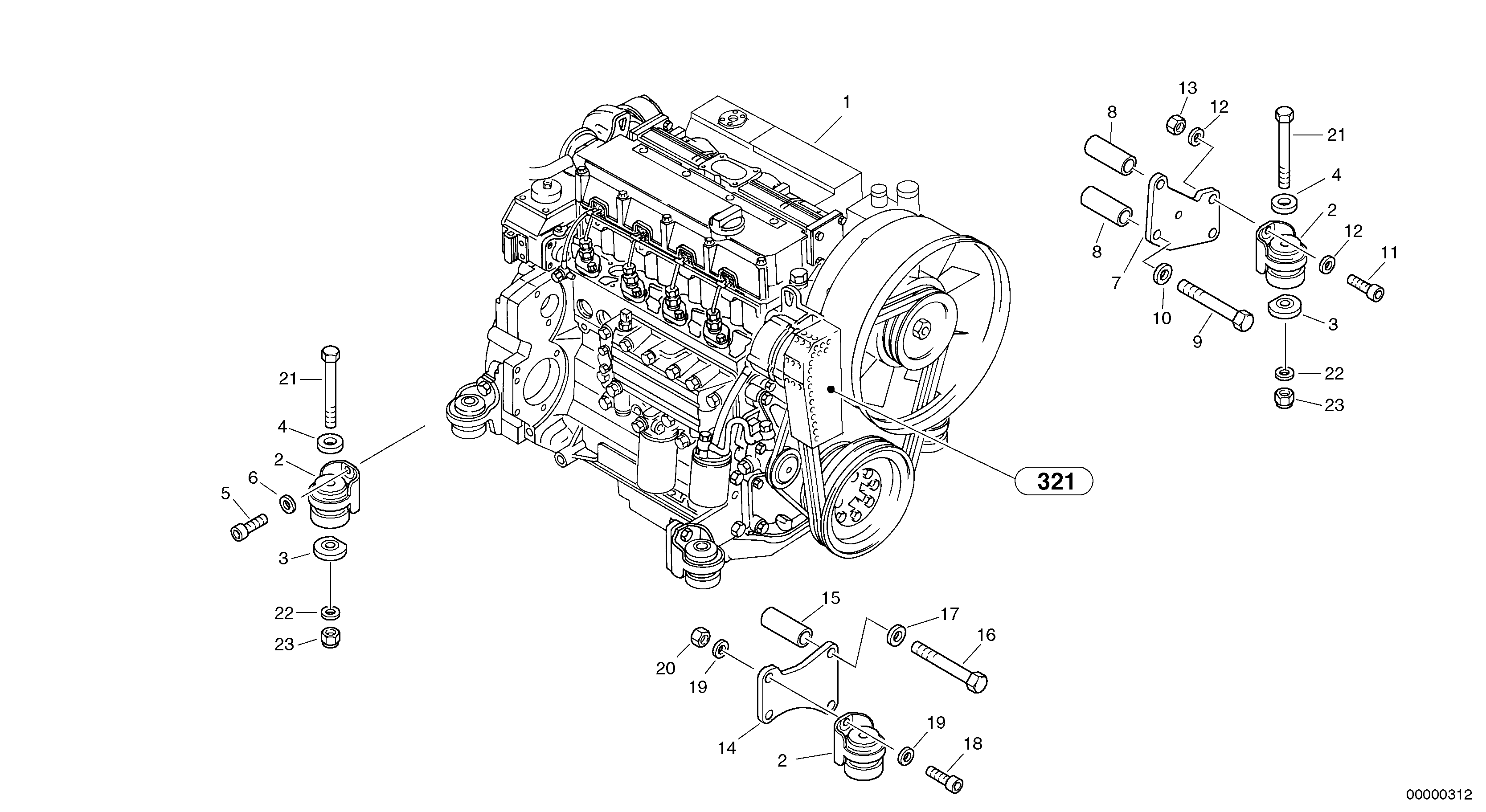 Схема запчастей Volvo L40 TYPE 191, 192 SER NO - 1000 - 53361 Двигатель в сборе 