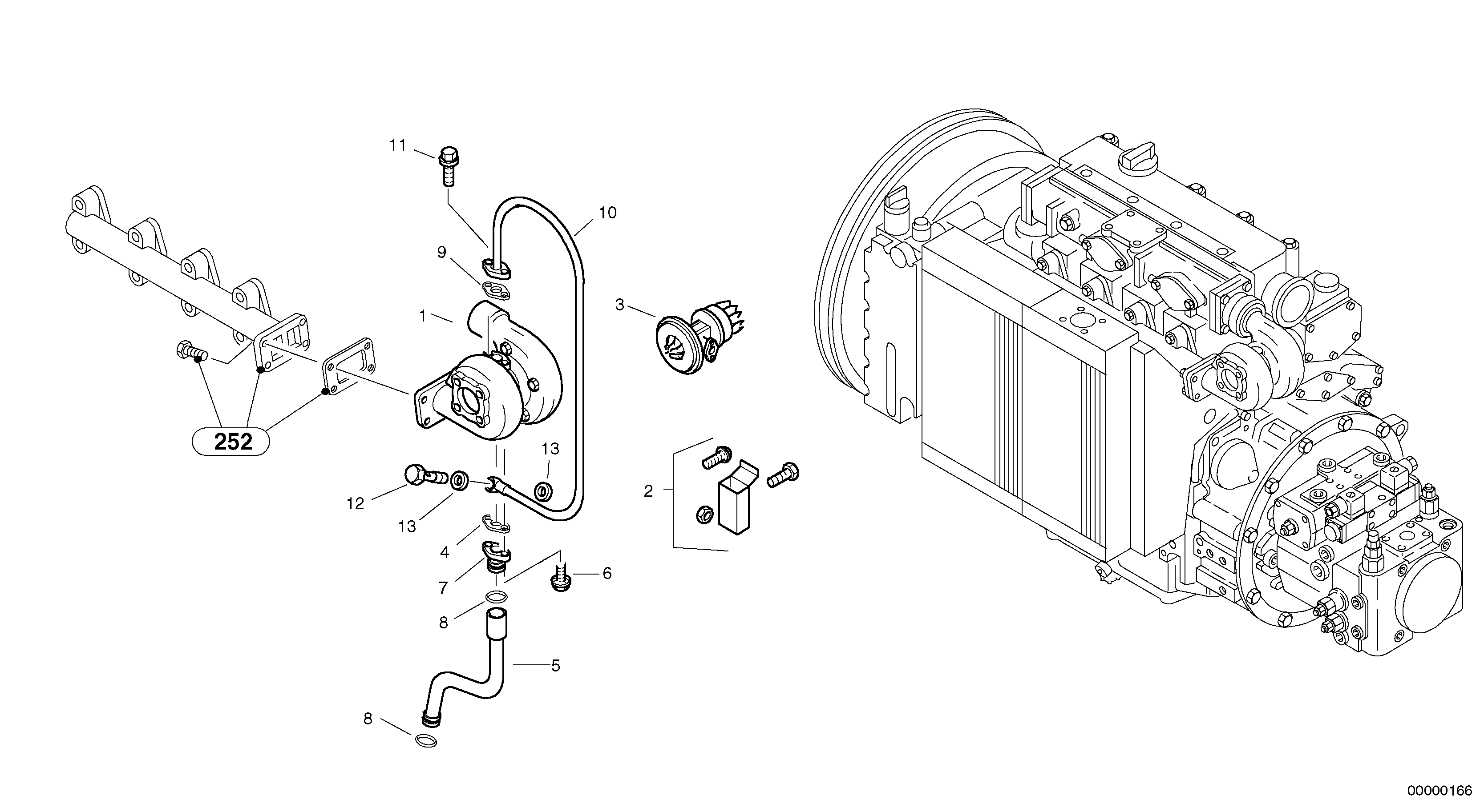Схема запчастей Volvo L40 TYPE 191, 192 SER NO - 1000 - 5449 Exhaust turbo - super charger 