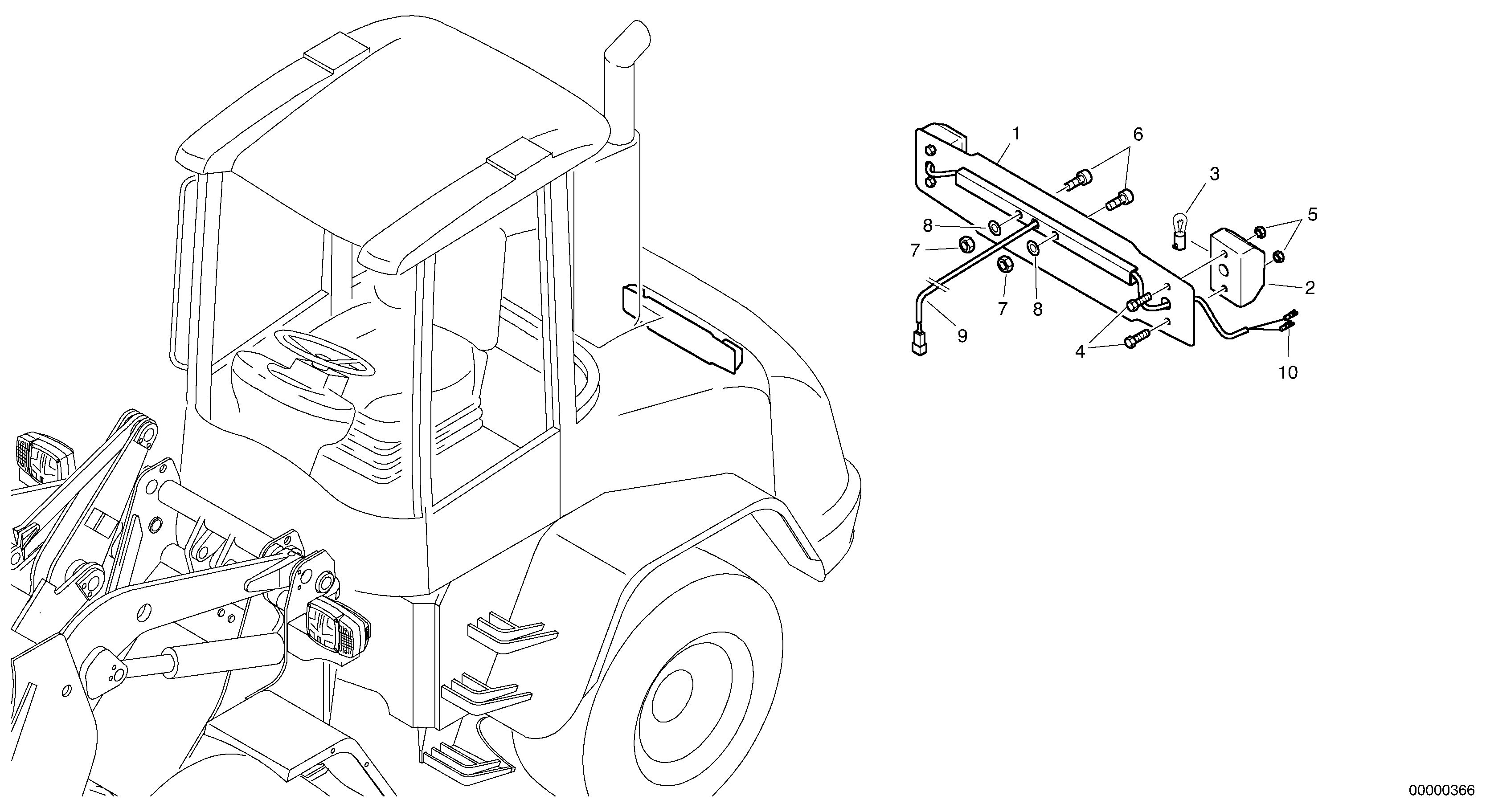 Схема запчастей Volvo L40 TYPE 191, 192 SER NO - 1000 - 18660 Number plate illumination 