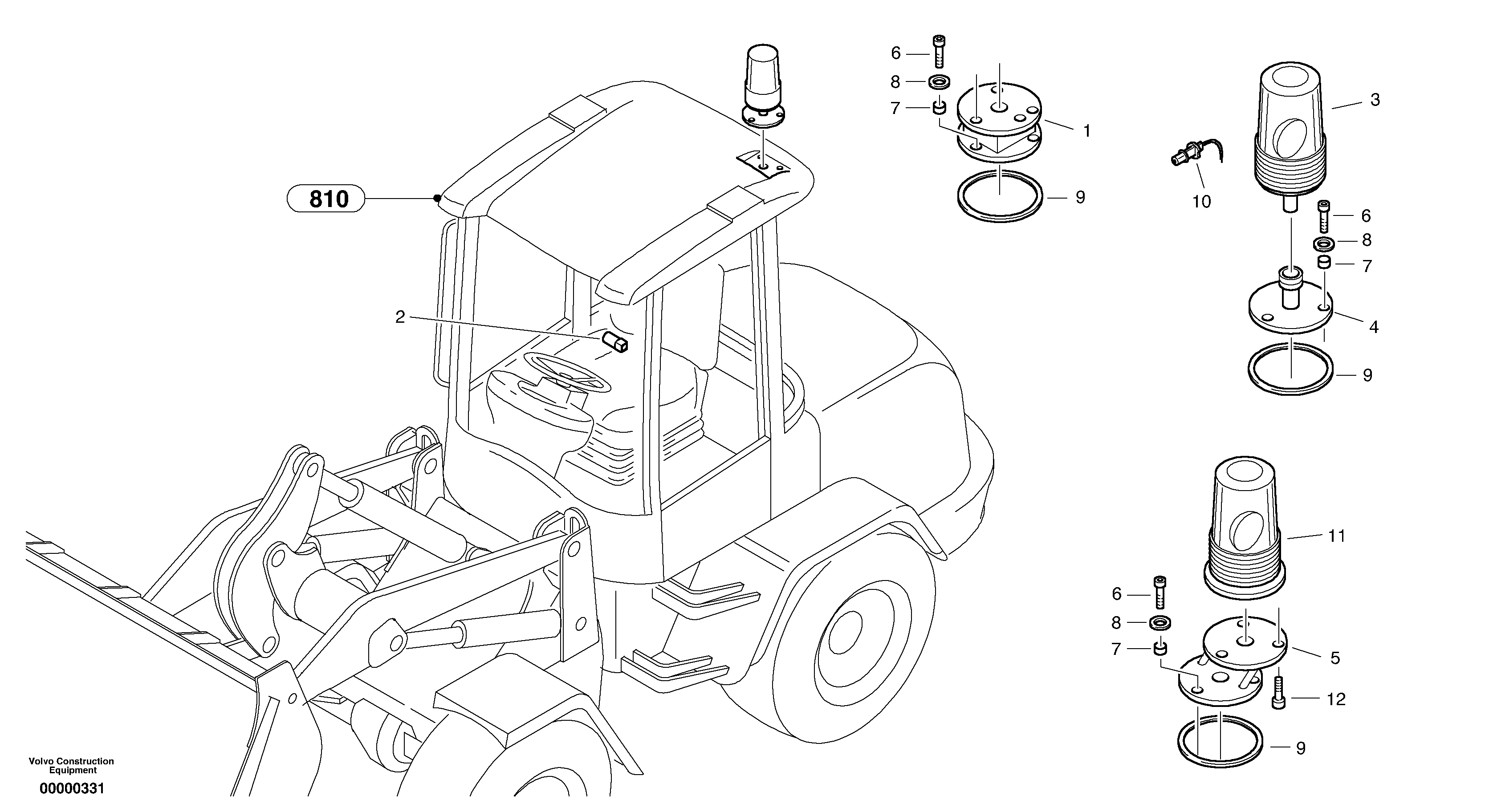 Схема запчастей Volvo L40 TYPE 191, 192 SER NO - 1000 - 19605 All-round side lamp 