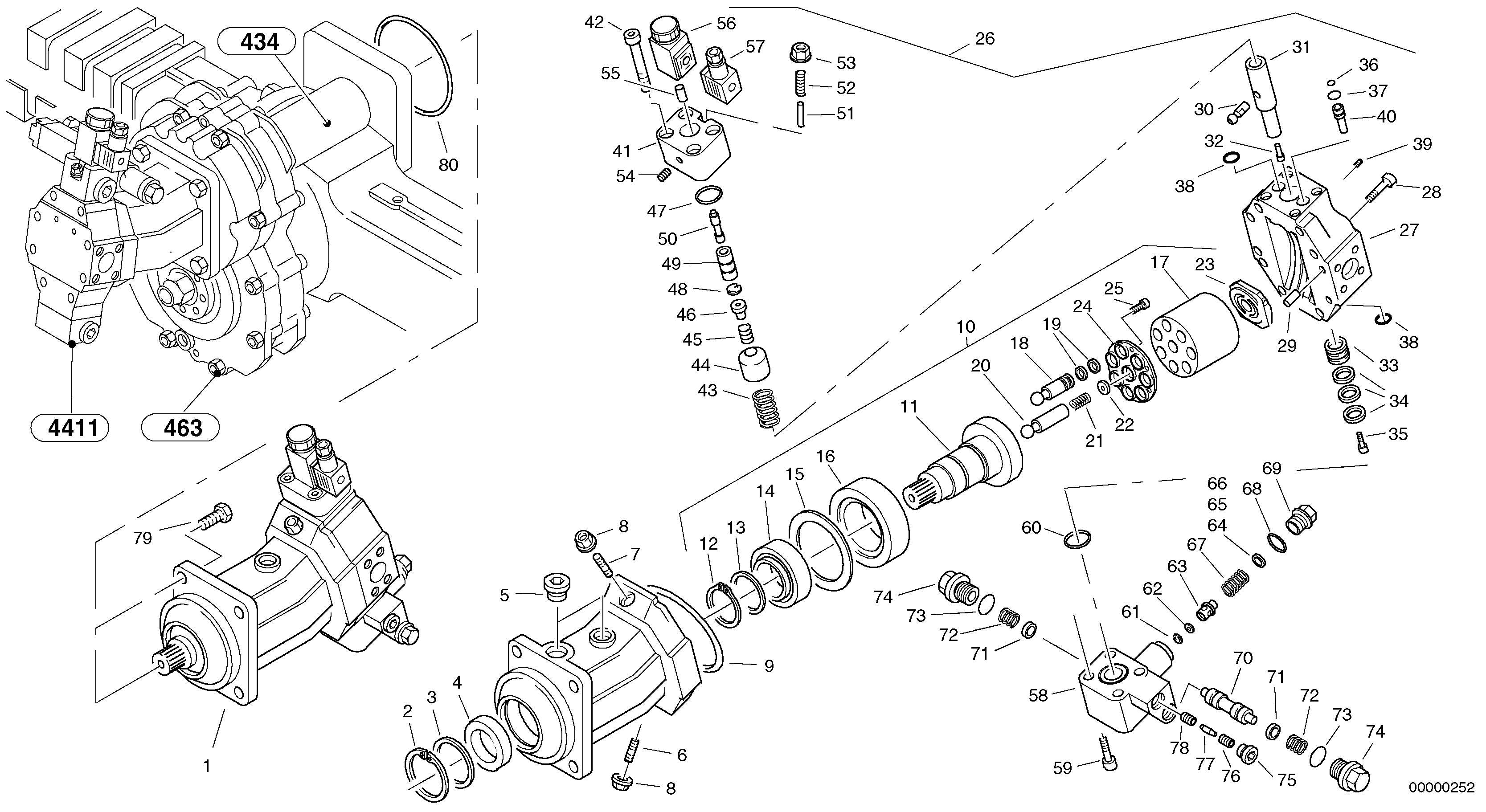 Схема запчастей Volvo L40 TYPE 191, 192 SER NO - 1000 - 97266 Variable displacement motor 2 