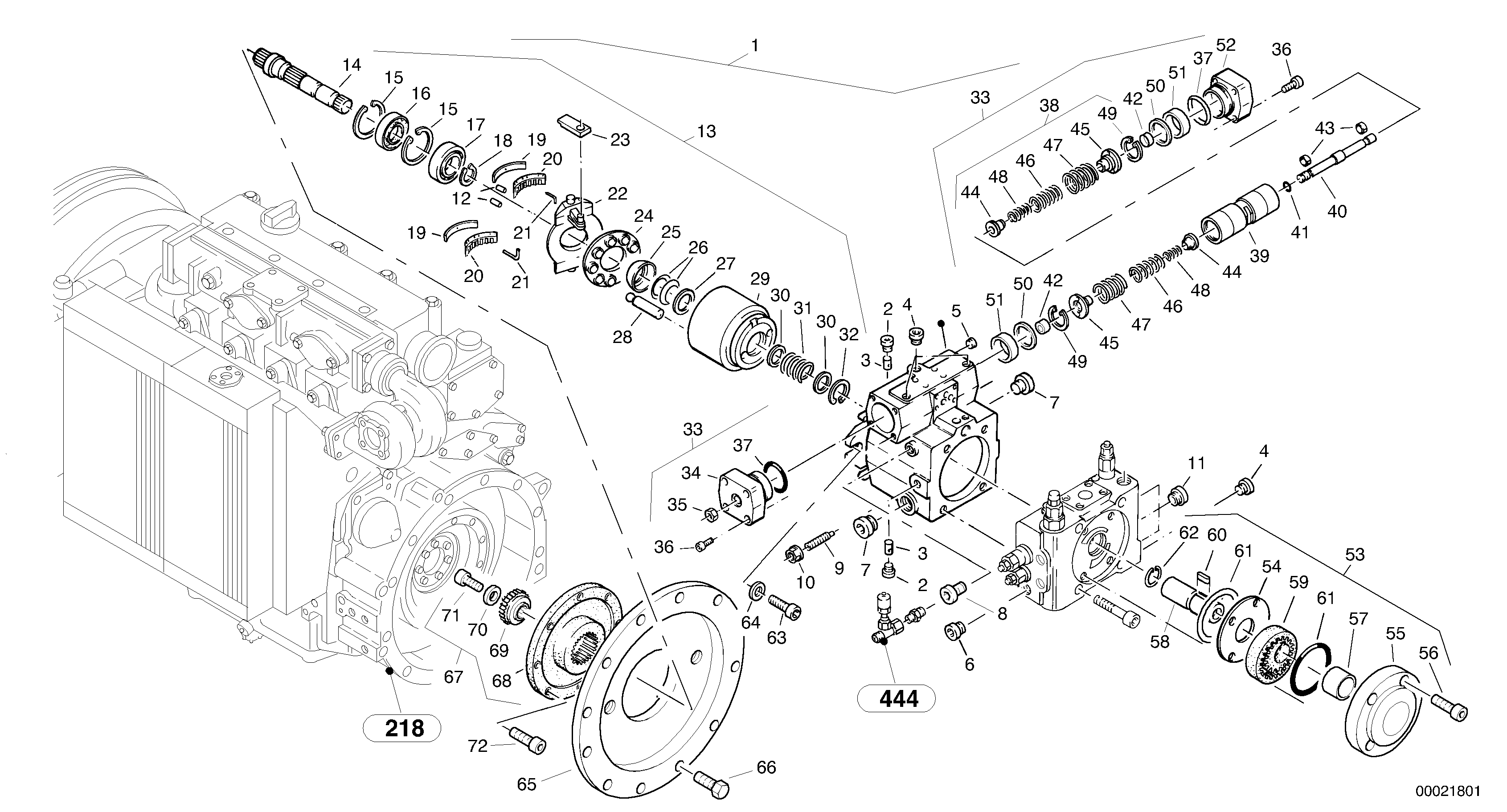 Схема запчастей Volvo L40 TYPE 191, 192 SER NO - 1000 - 96815 Variable displacement pump 