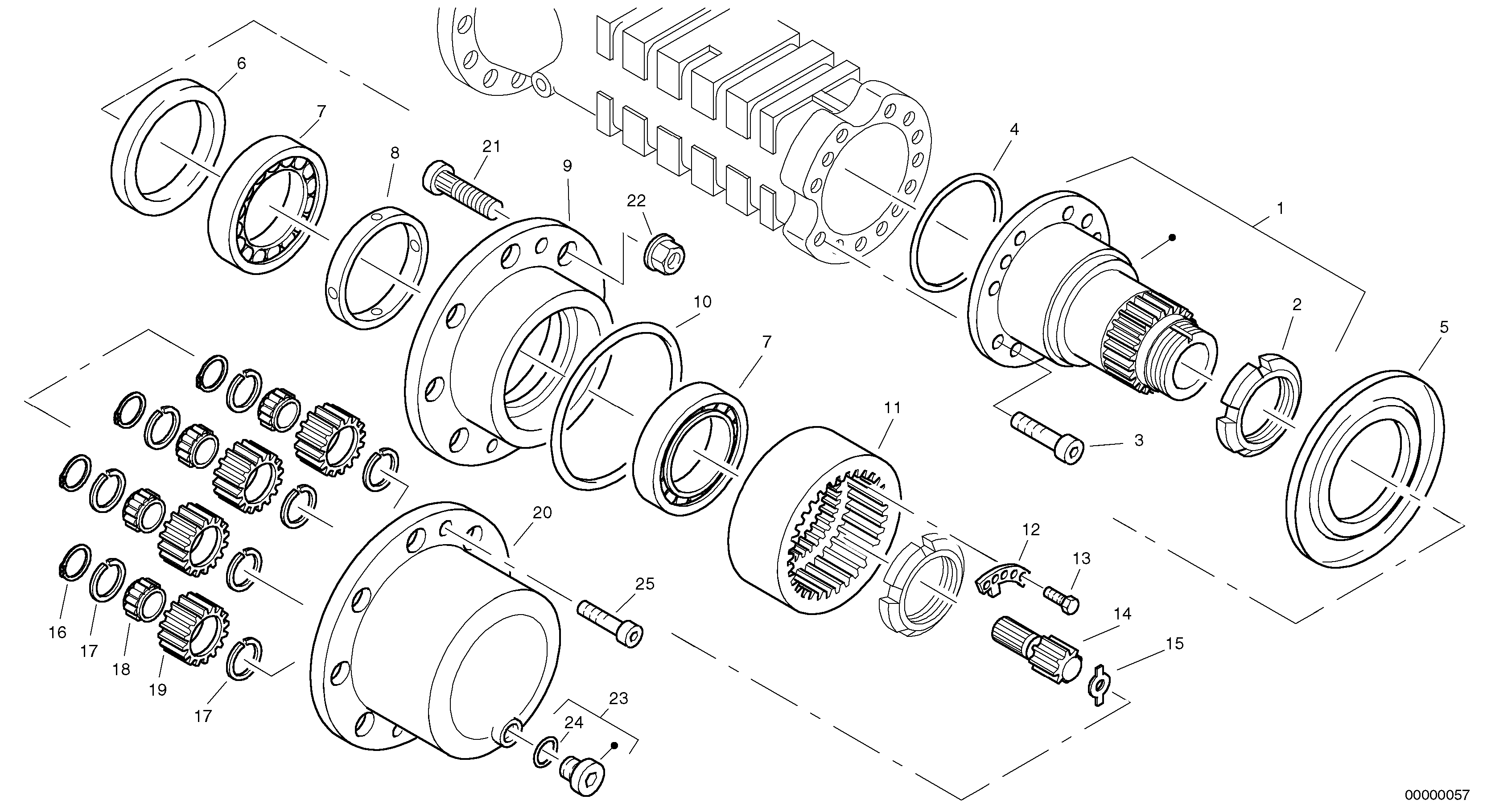 Схема запчастей Volvo L40 TYPE 191, 192 SER NO - 1000 - 24976 Final drive - portal-front axle 
