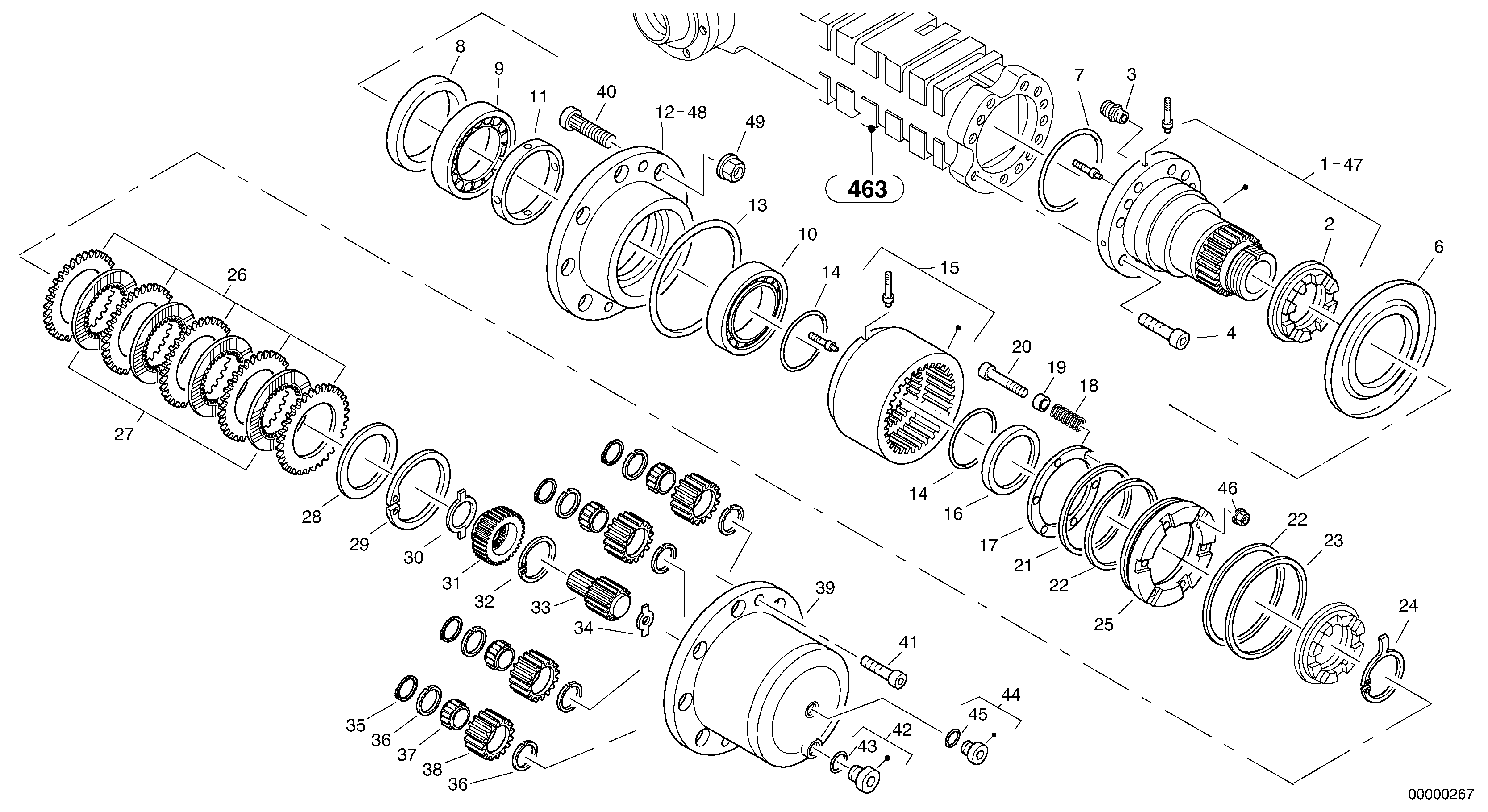 Схема запчастей Volvo L40 TYPE 191, 192 SER NO - 1000 - 360 Final drive - Portal-rear axle 