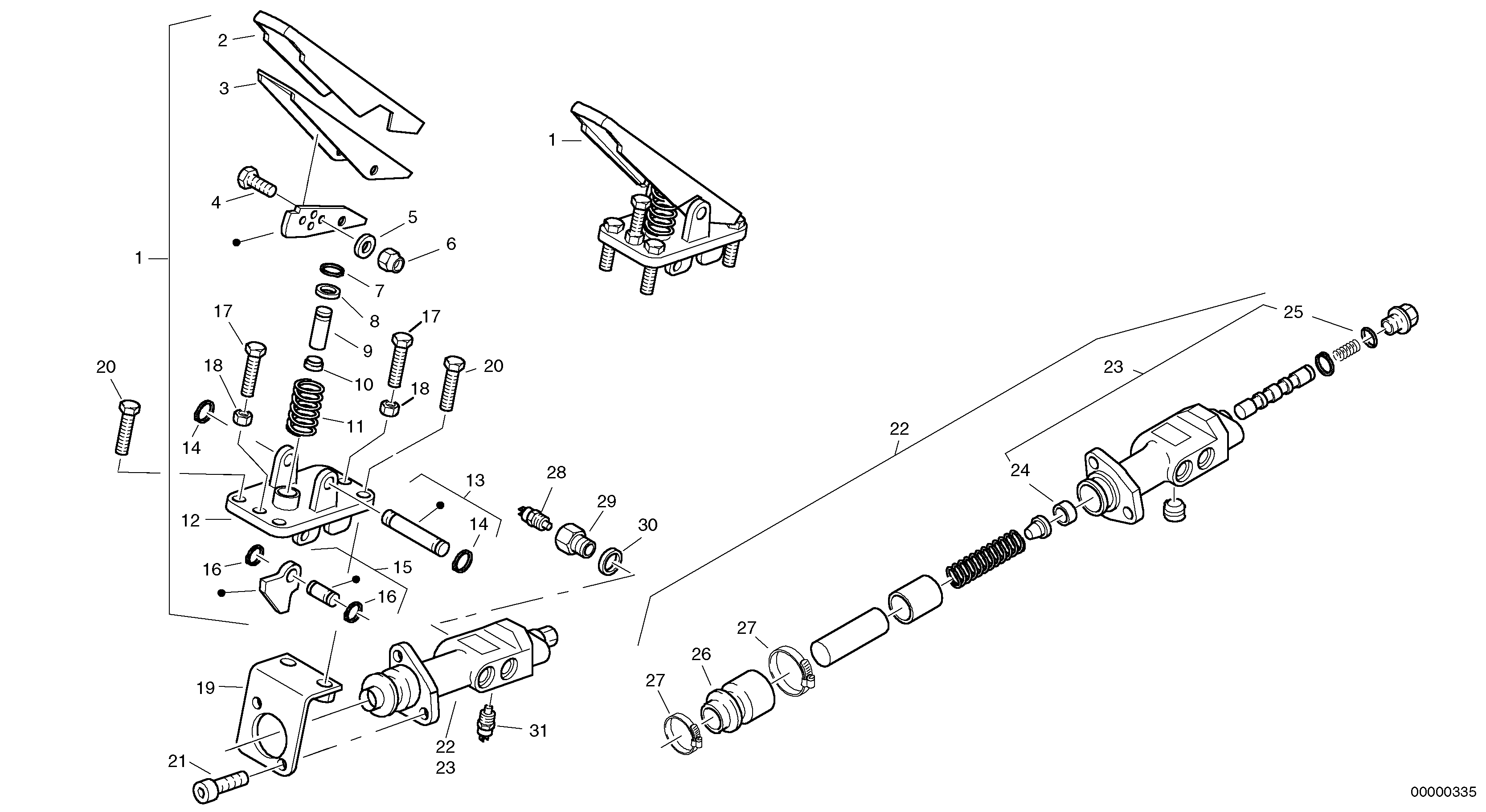 Схема запчастей Volvo L40 TYPE 191, 192 SER NO - 1000 - 78072 Foot brake valve 