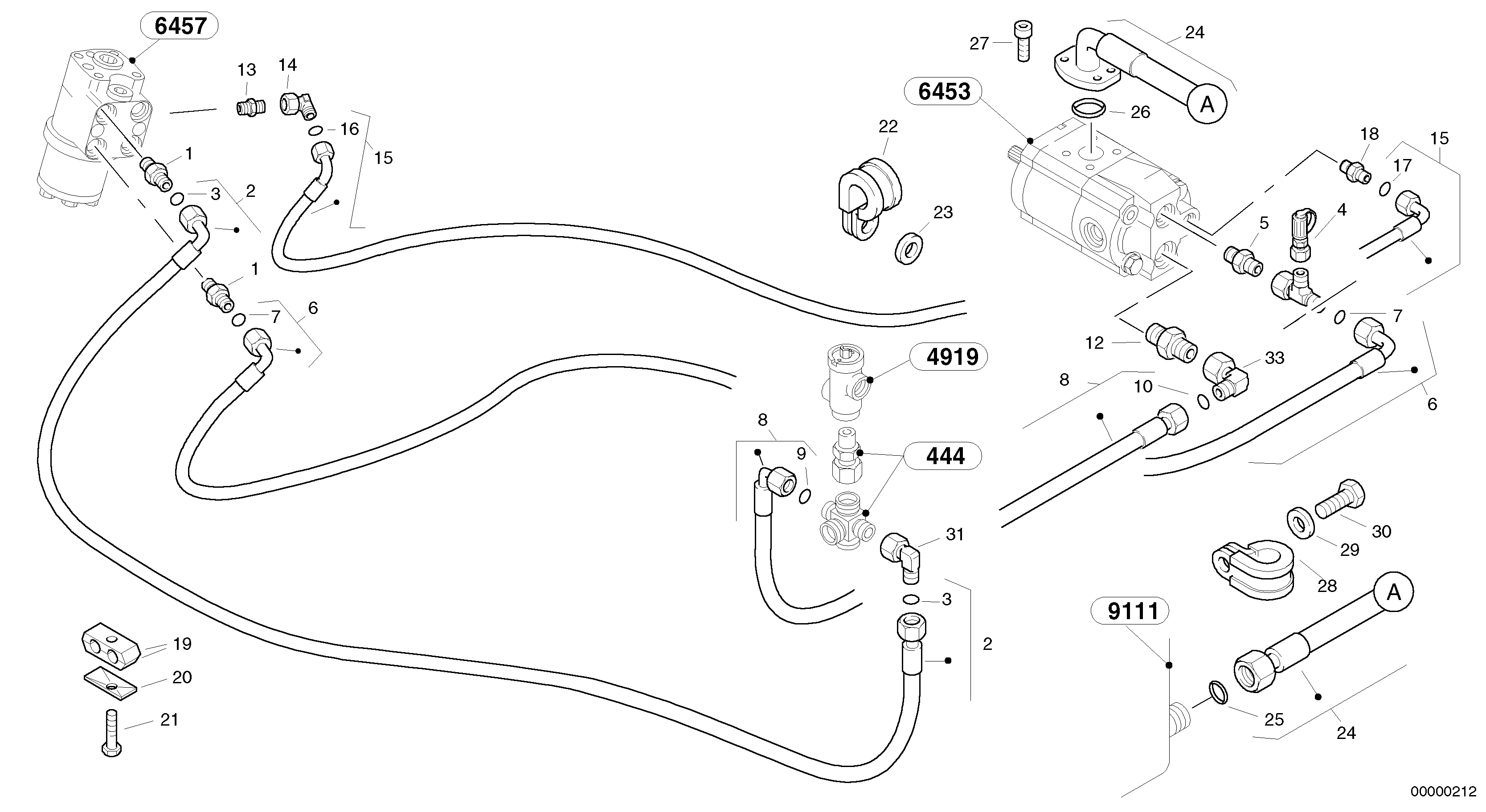 Схема запчастей Volvo L40 TYPE 191, 192 SER NO - 1000 - 23443 Steering-hydraulic equipment - rear vehicle 