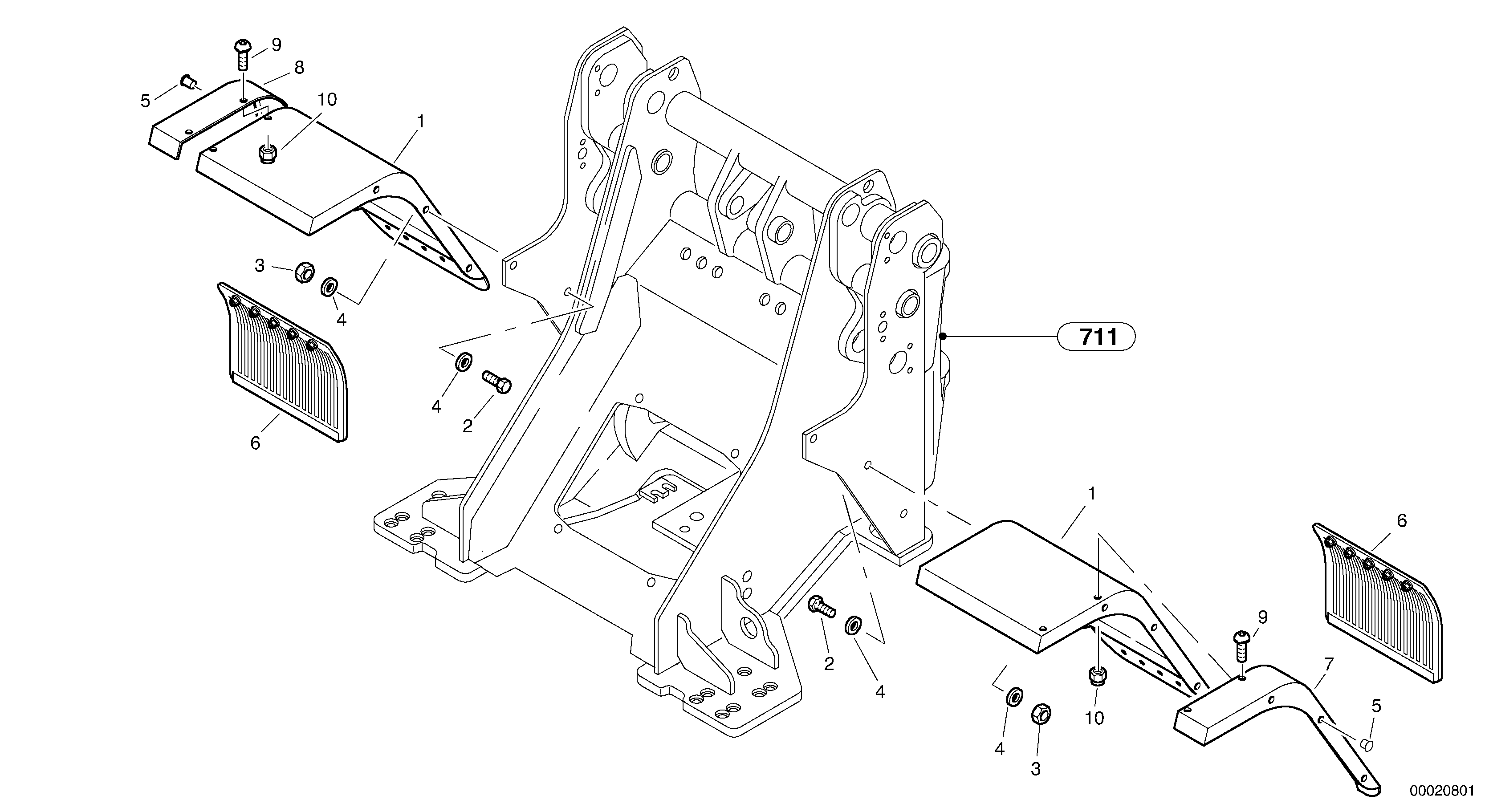 Схема запчастей Volvo L40 TYPE 191, 192 SER NO - 1000 - 19923 Front mudguard 