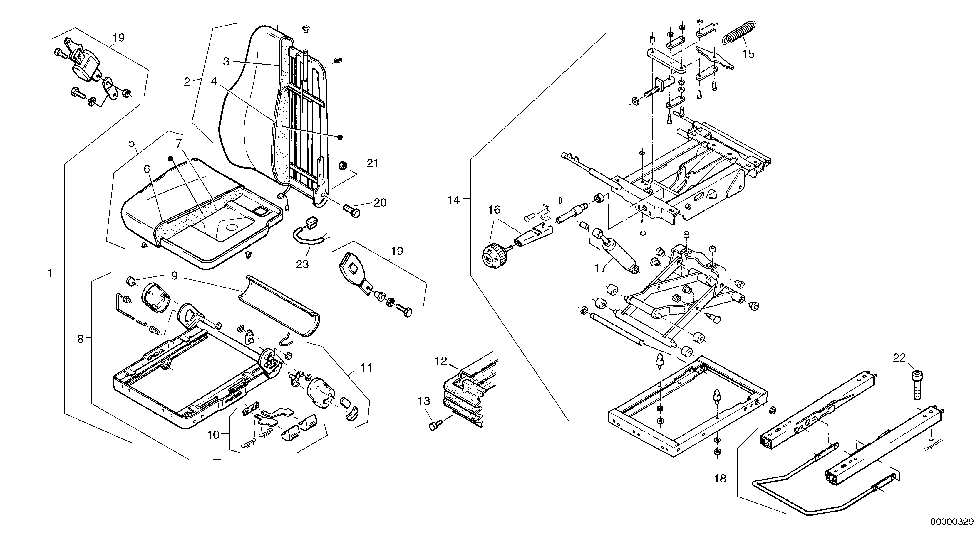 Схема запчастей Volvo L40 TYPE 191, 192 SER NO - 1000 - 23701 Drivers seat, to be heated 