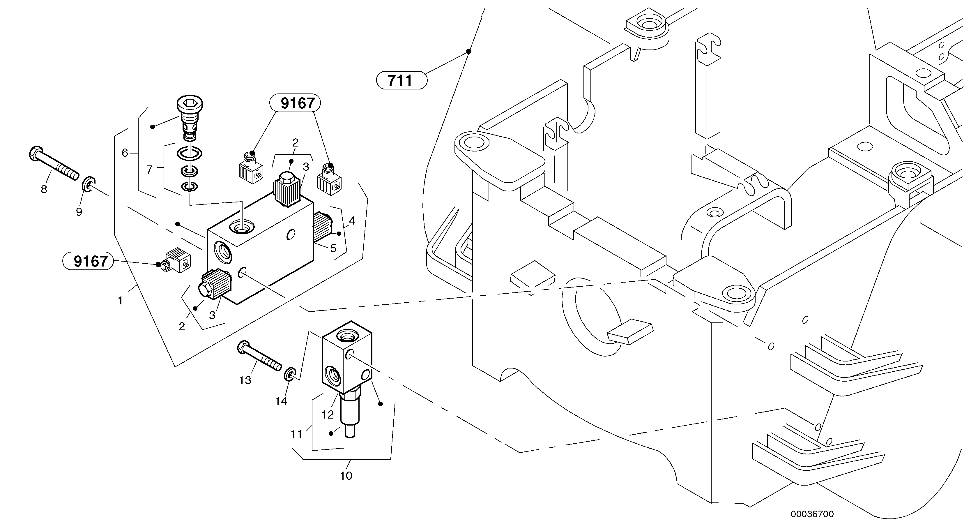 Схема запчастей Volvo L40 TYPE 191, 192 SER NO - 1000 - 24138 Control valve - Boom suspension system (BSS) 