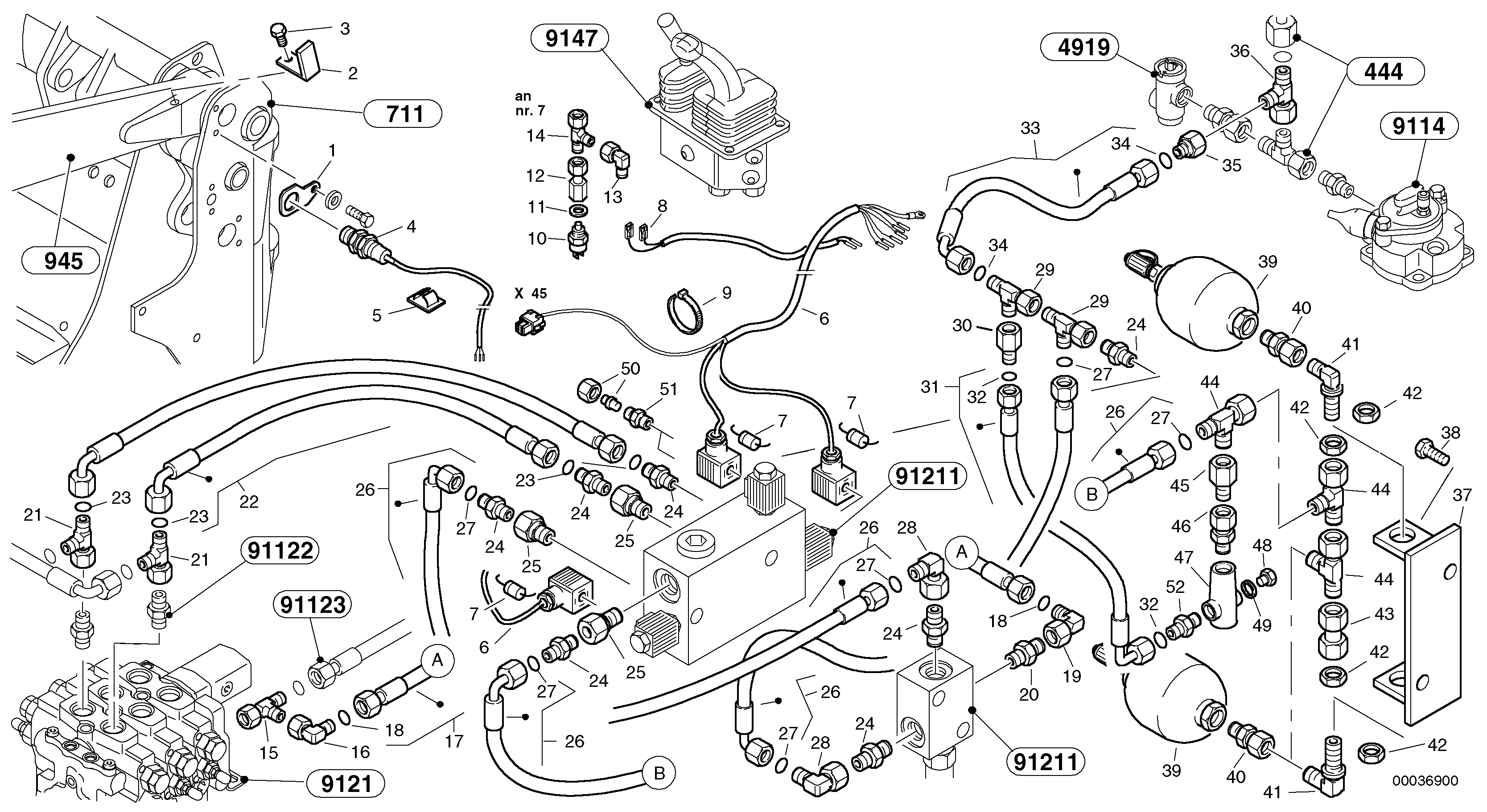 Схема запчастей Volvo L40 TYPE 191, 192 SER NO - 1000 - 45985 Boom suspension system (BSS) 