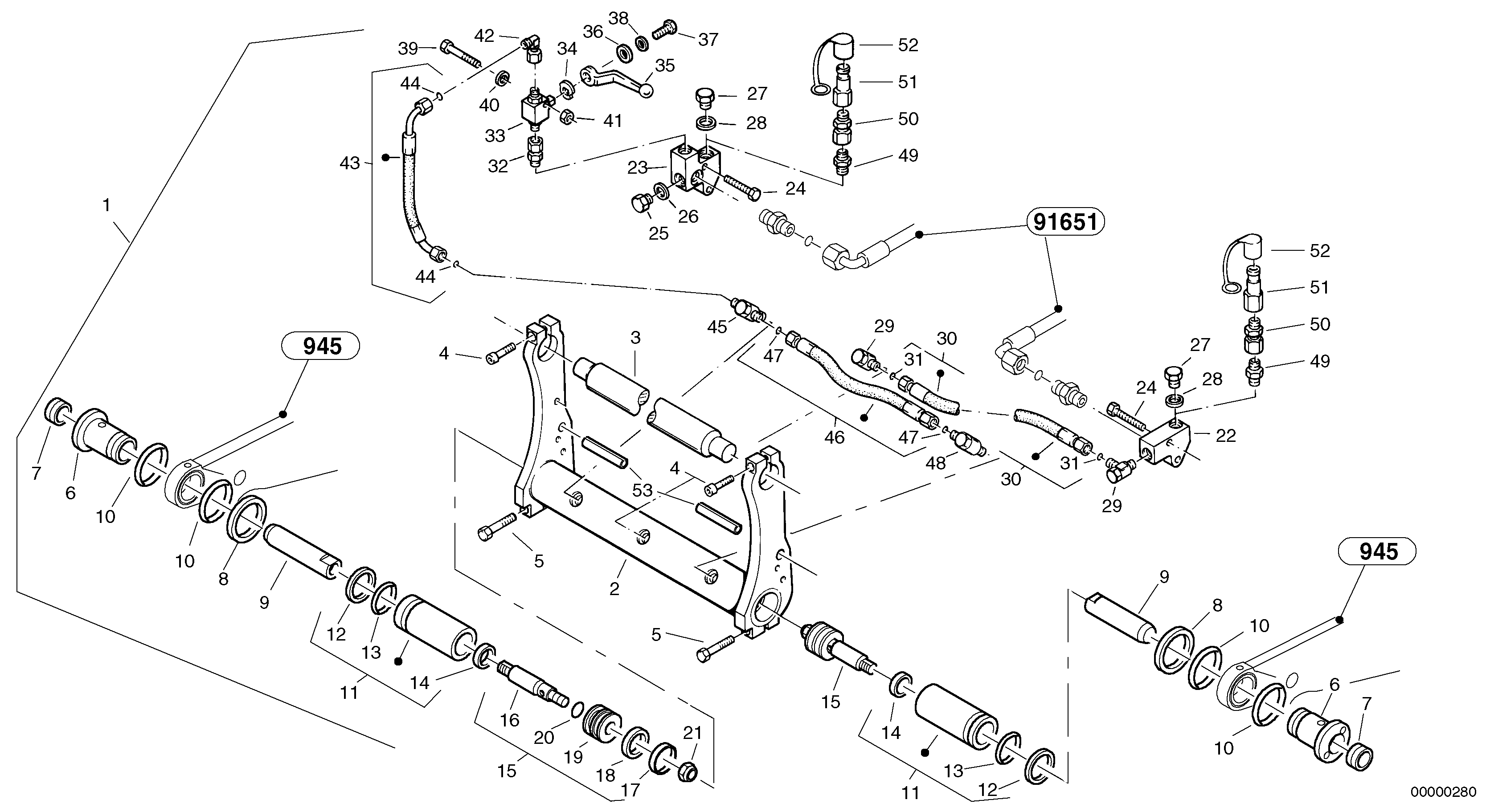 Схема запчастей Volvo L40 TYPE 191, 192 SER NO - 1000 - 4751 Attachment mounting plate - Quick change, hydraulic - Tpz 