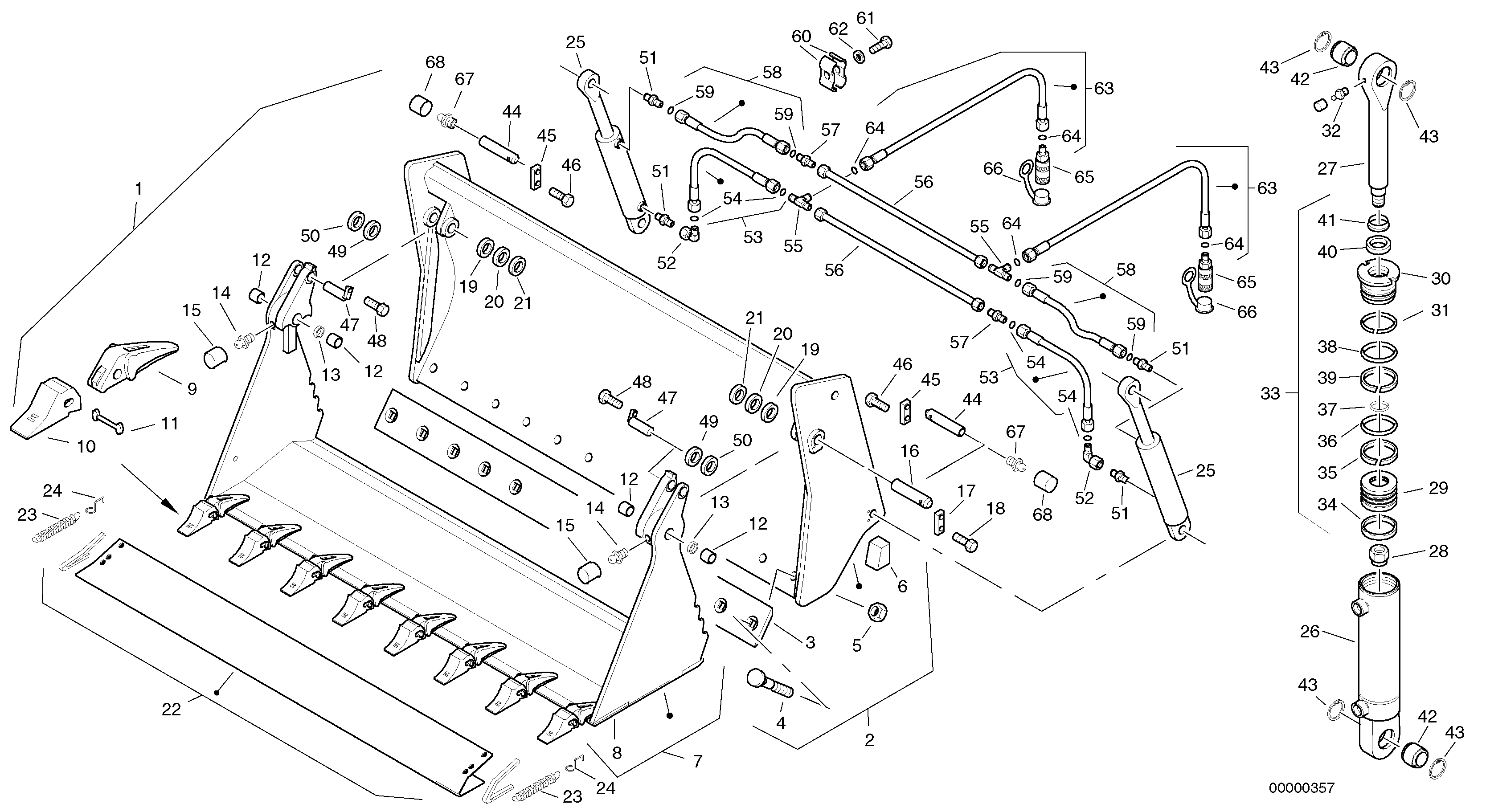 Схема запчастей Volvo L40 TYPE 191, 192 SER NO - 1000 - 24869 Combined bucket - Tpz without teeth 