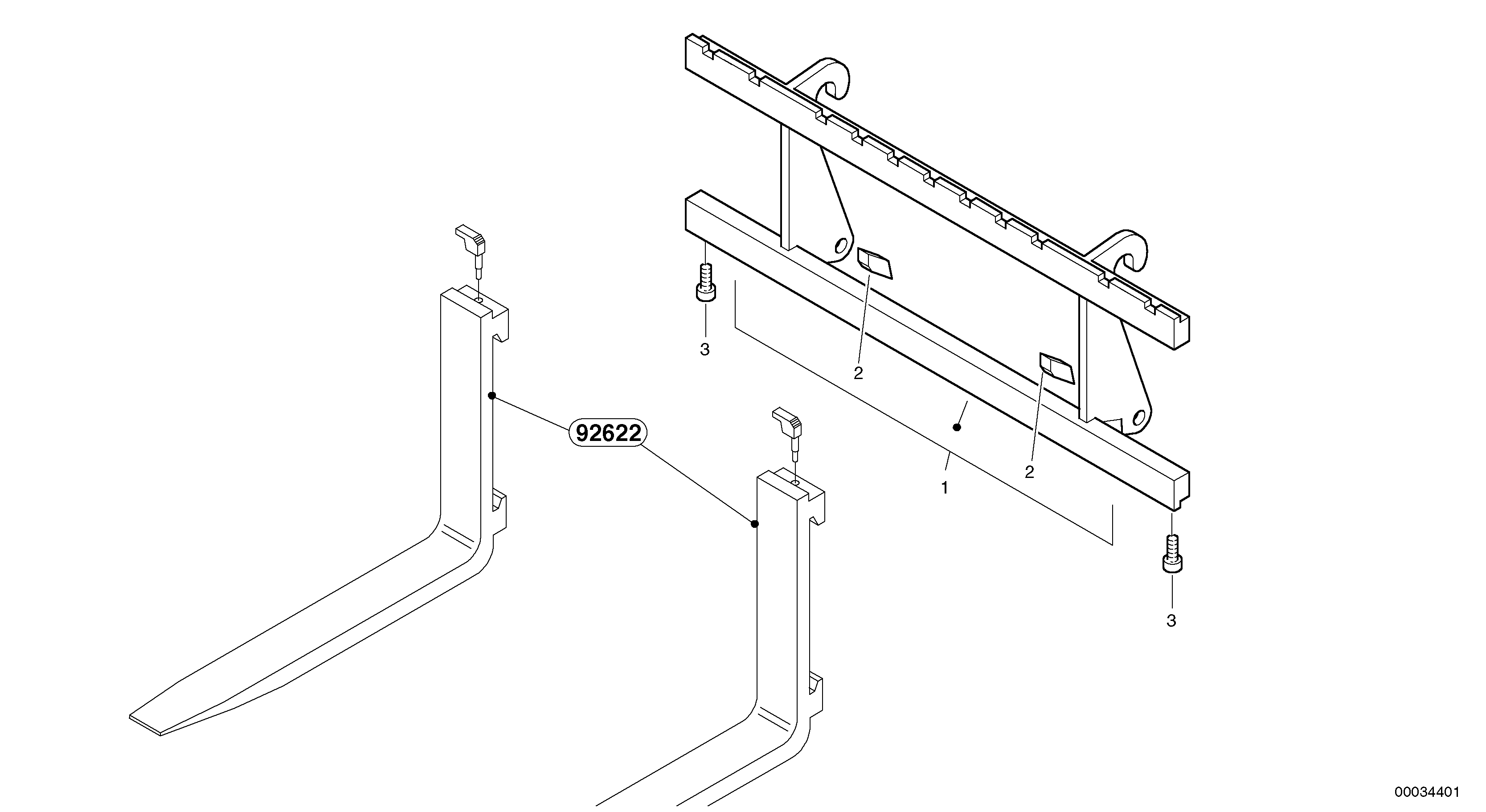 Схема запчастей Volvo L40 TYPE 191, 192 SER NO - 1000 - 21601 Fork lift attachment support 