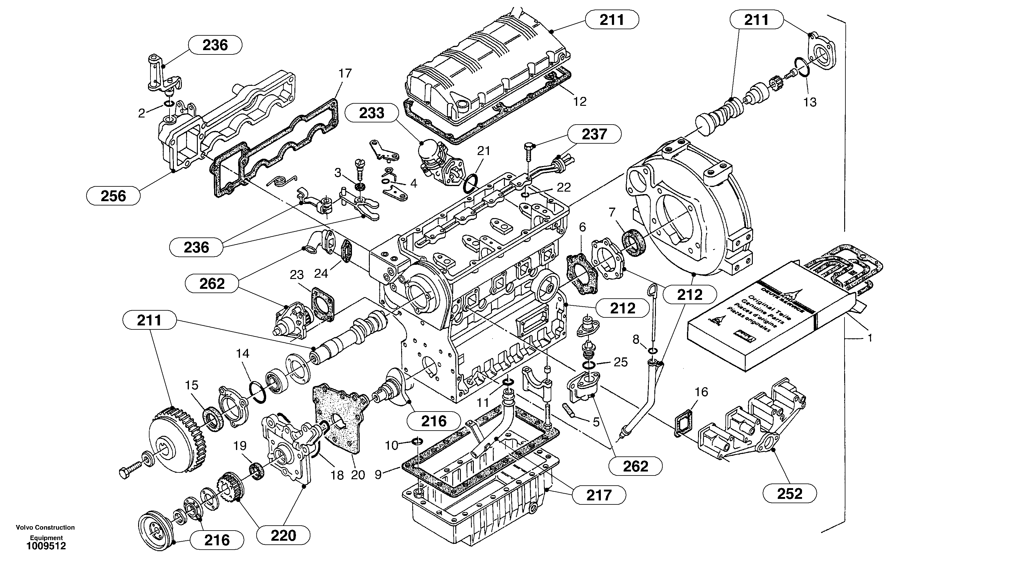 Схема запчастей Volvo ZL302C SER NO 2404001 - - 21611 Engine gasket kit 