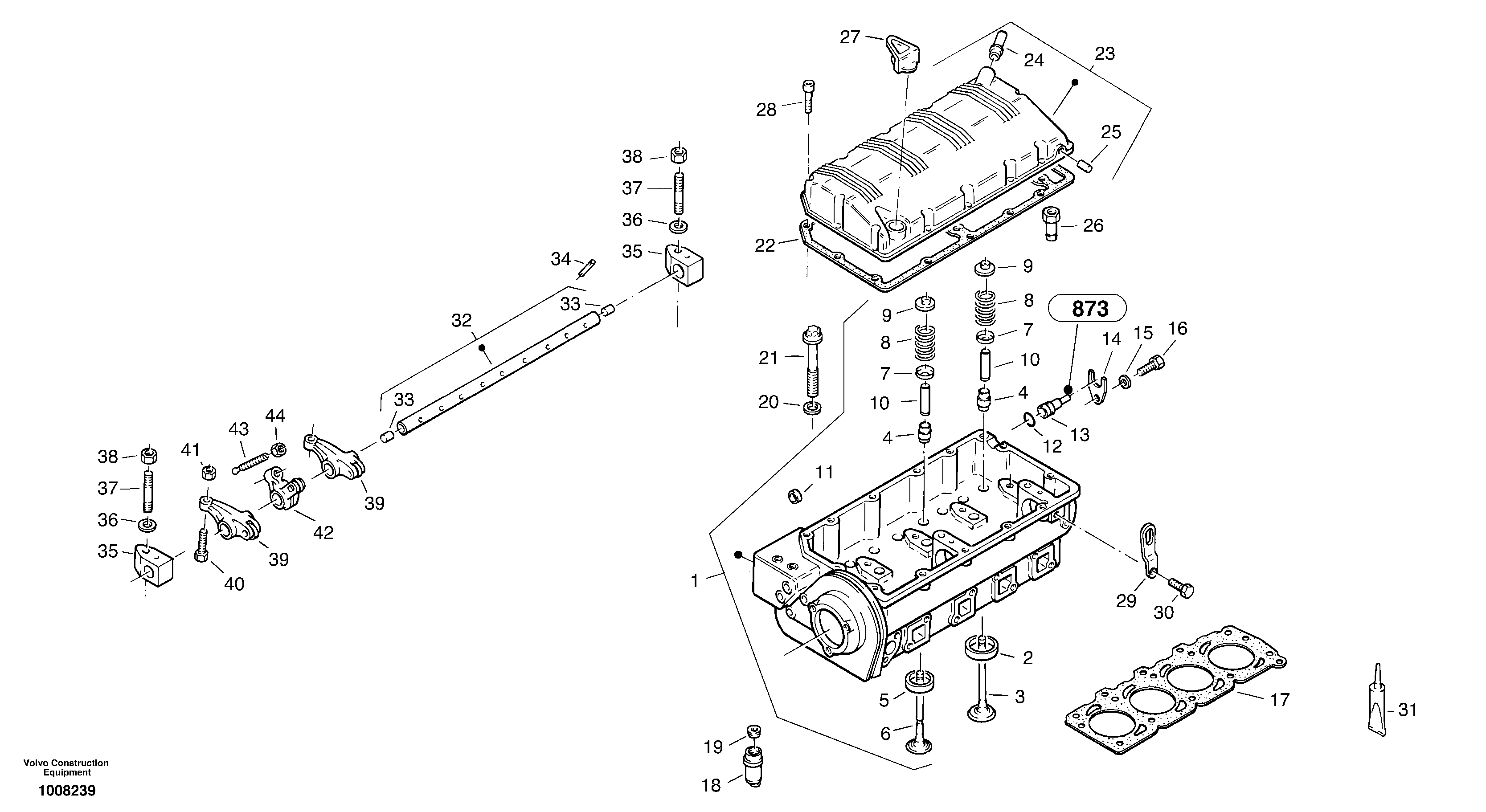 Схема запчастей Volvo ZL302C SER NO 2404001 - - 21612 Головка блока цилиндров 