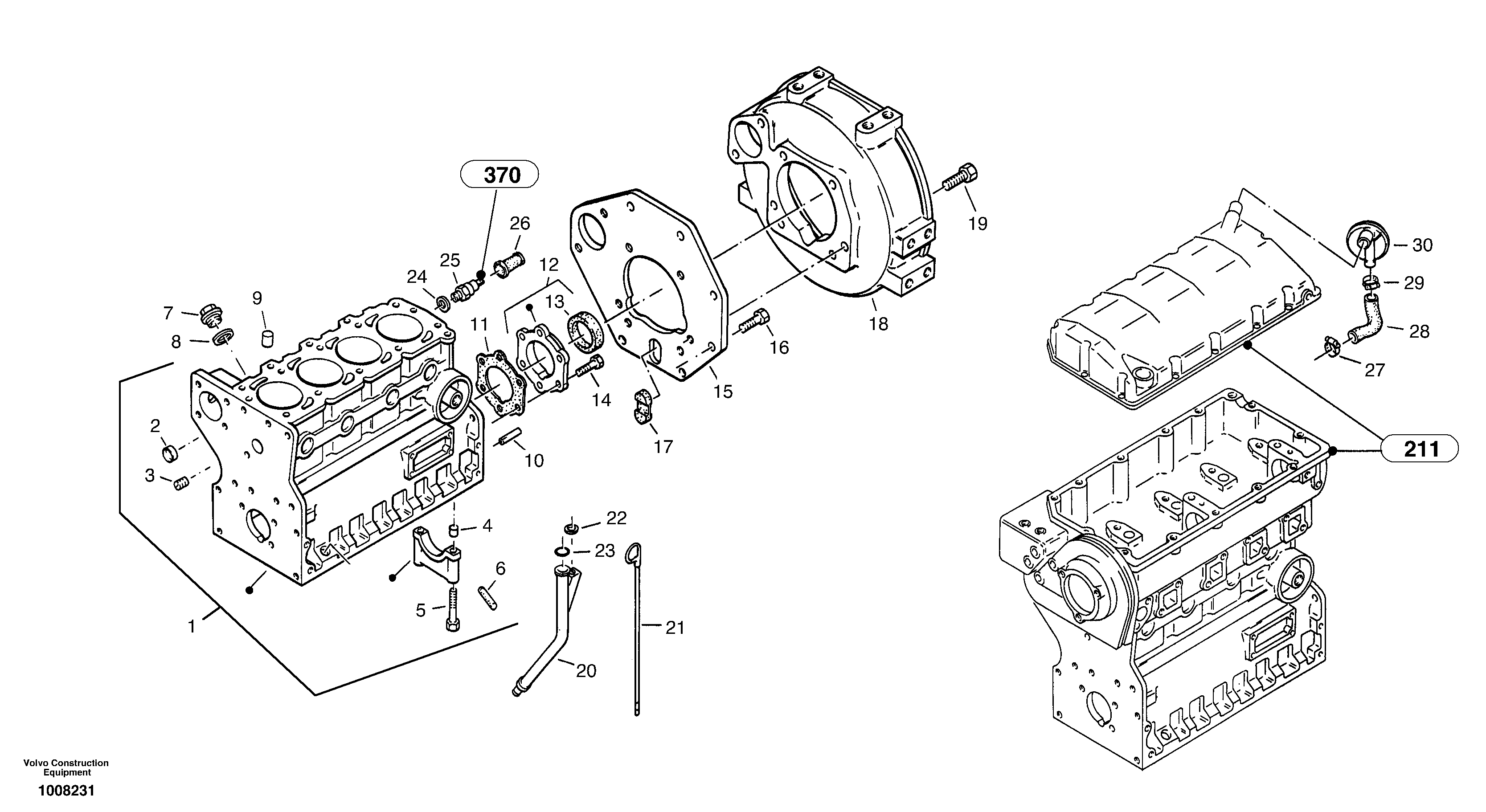 Схема запчастей Volvo ZL302C SER NO 2404001 - - 21613 Engine housing 