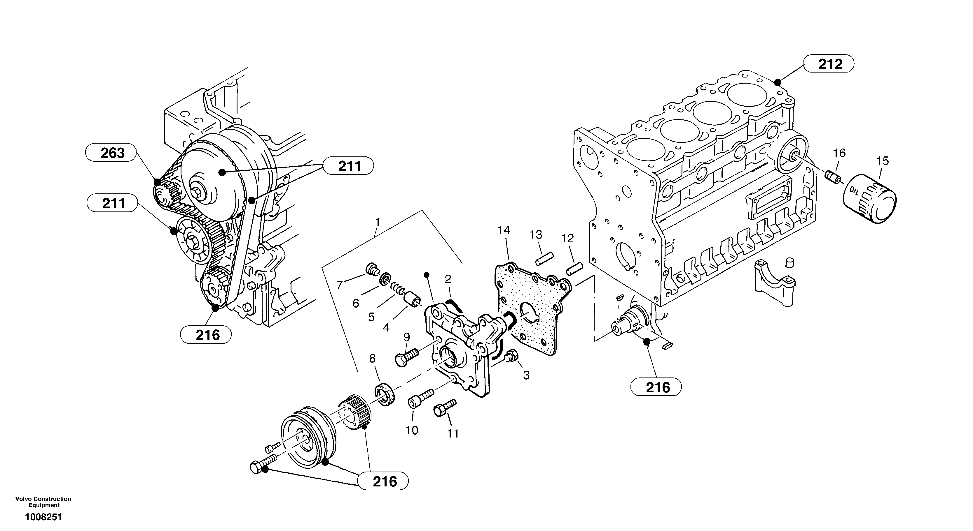 Схема запчастей Volvo ZL302C SER NO 2404001 - - 32349 Oil pump, oil filter 