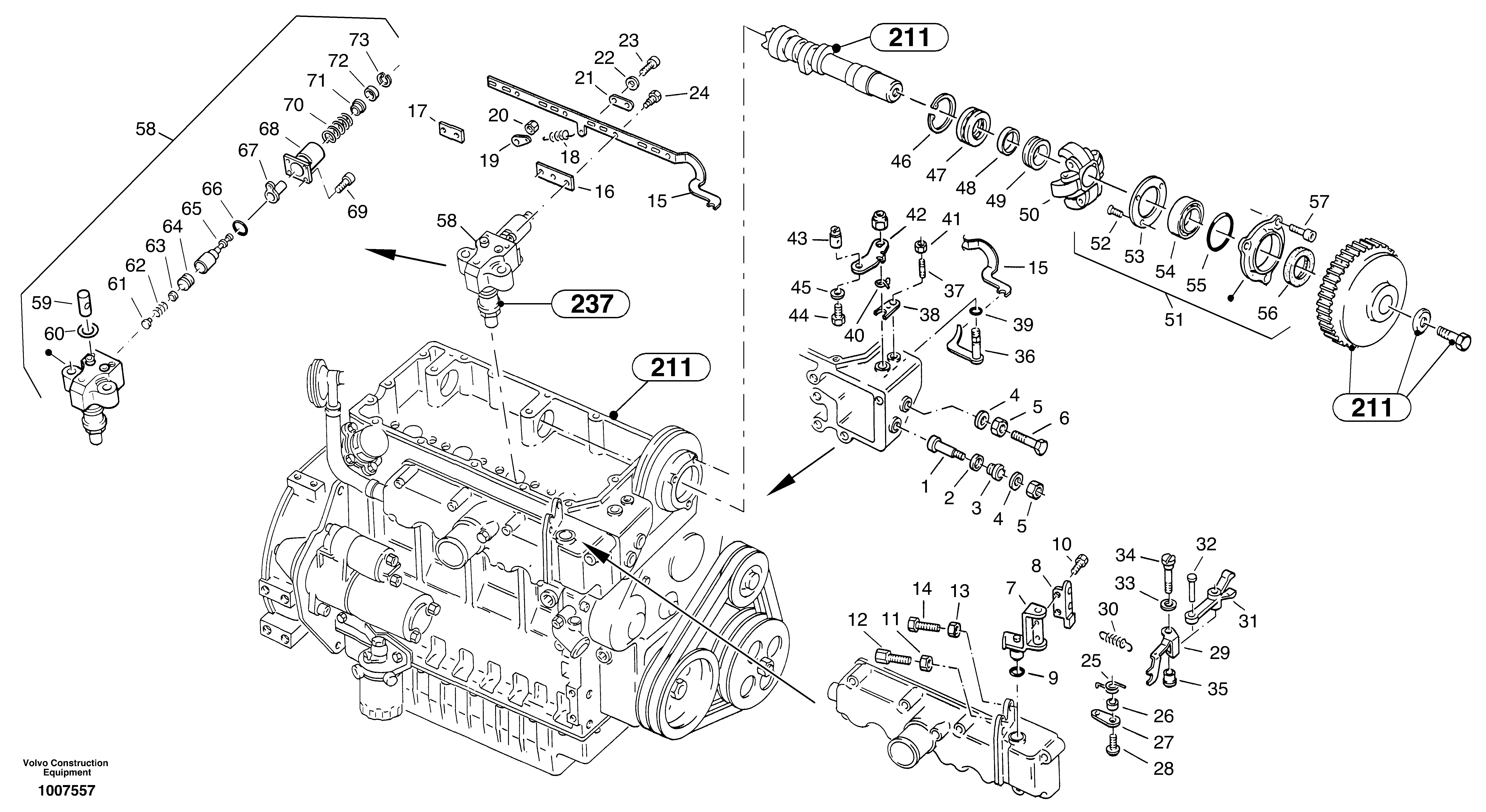 Схема запчастей Volvo ZL302C SER NO 2404001 - - 32372 Speed adjustment - Fuel injection pump 