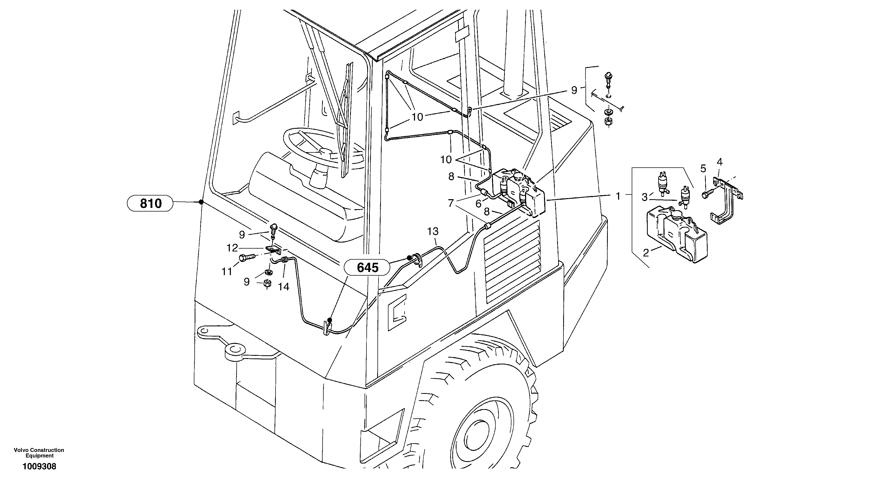 Схема запчастей Volvo ZL302C SER NO 2404001 - - 35158 Windscreen washer system 