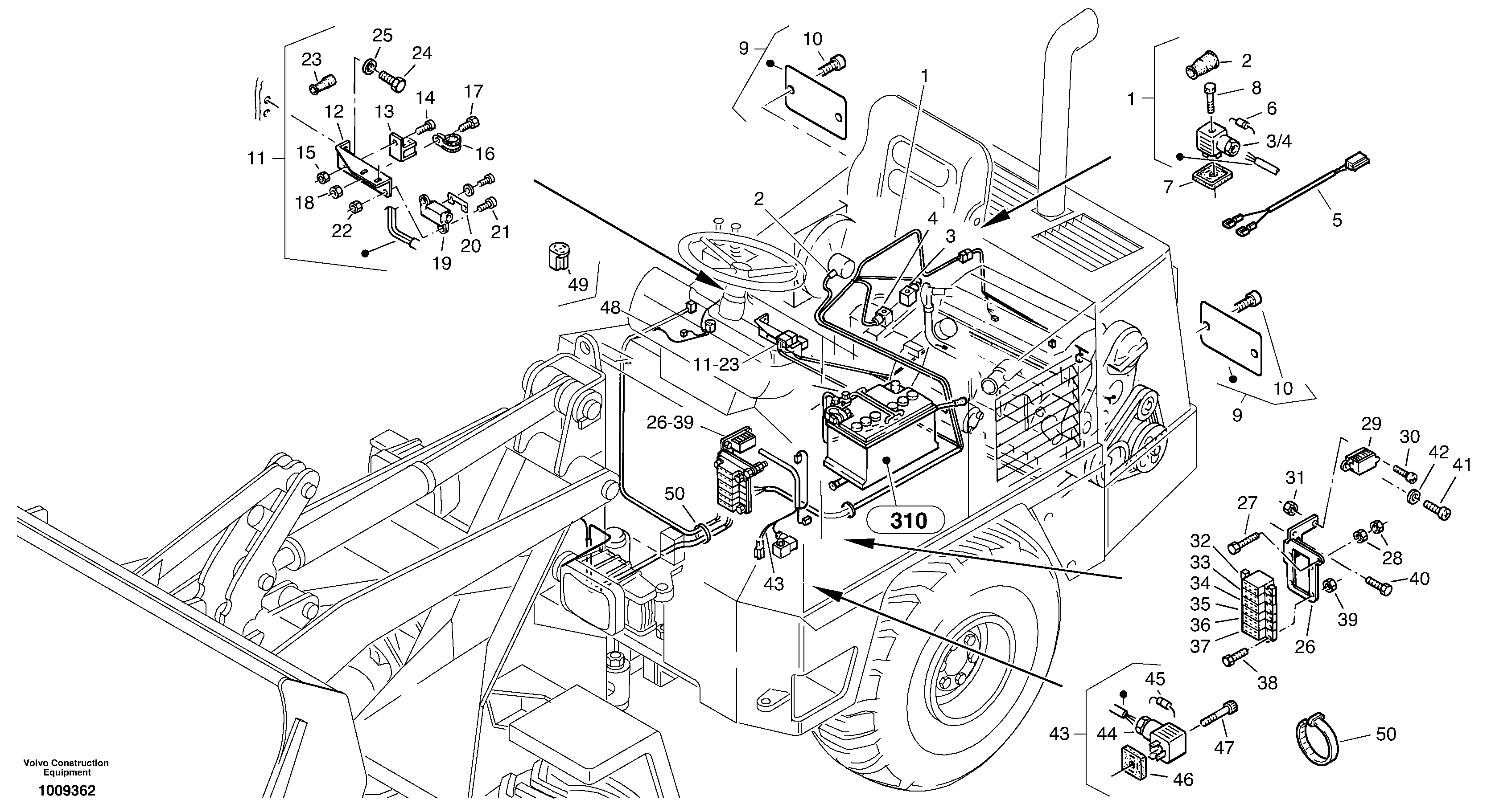 Схема запчастей Volvo ZL302C SER NO 2404001 - - 98585 Electric installation 