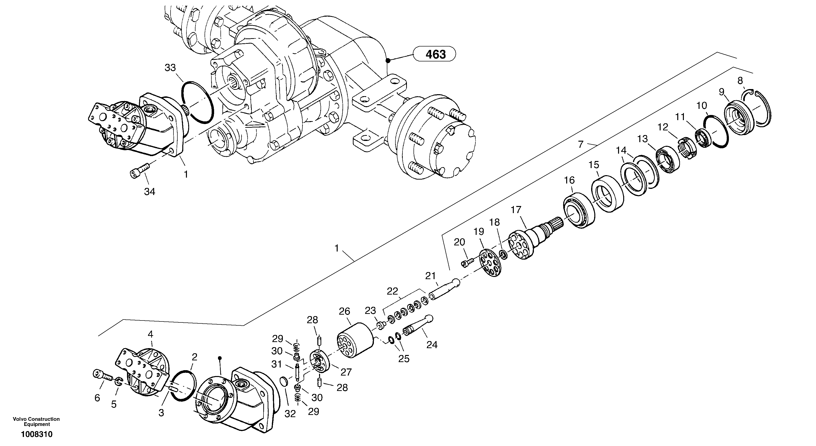 Схема запчастей Volvo ZL302C SER NO 2404001 - - 35968 Variable displacement motor 