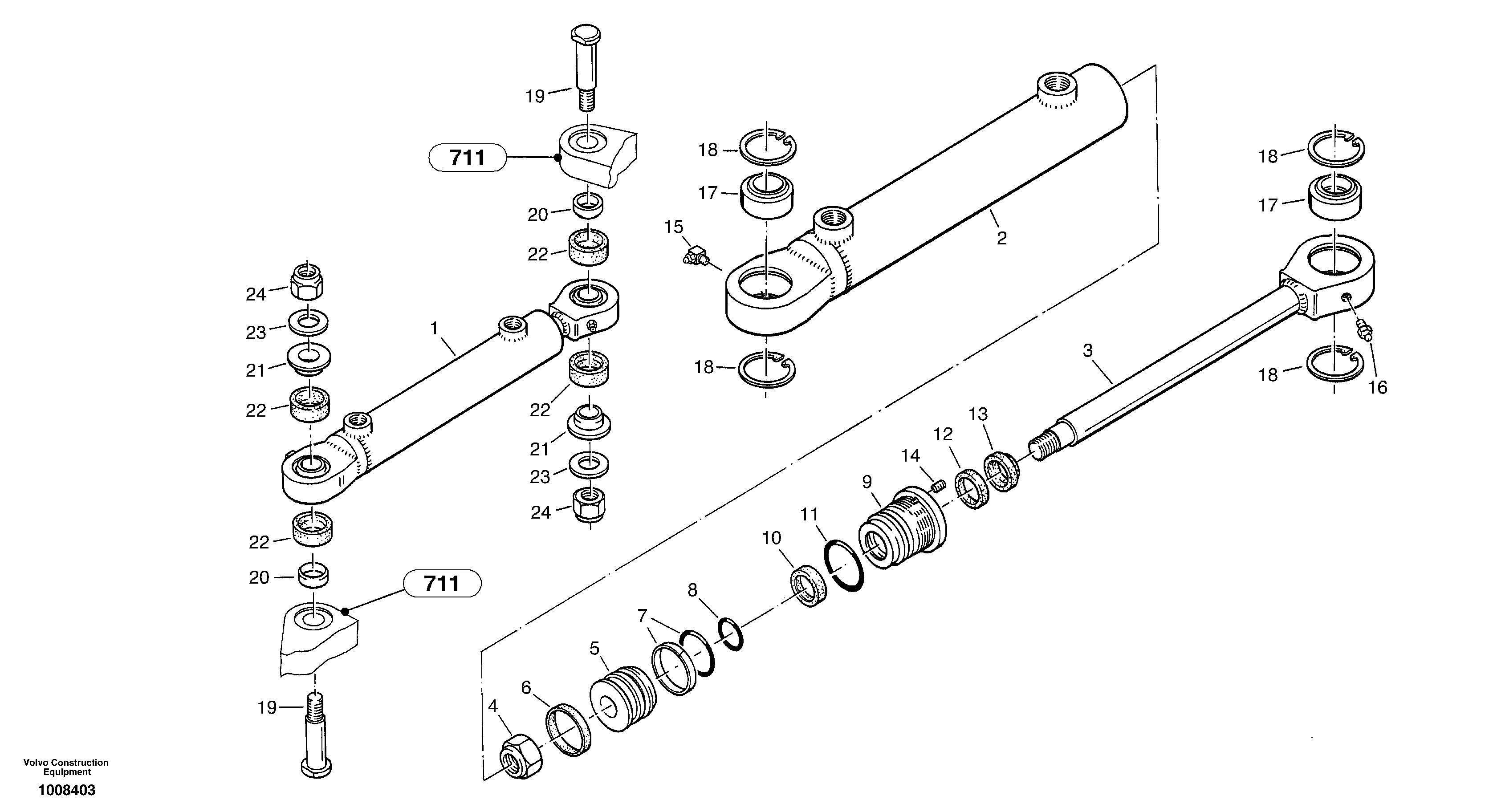 Схема запчастей Volvo ZL302C SER NO 2404001 - - 32243 Гидроцилиндр рулевой 