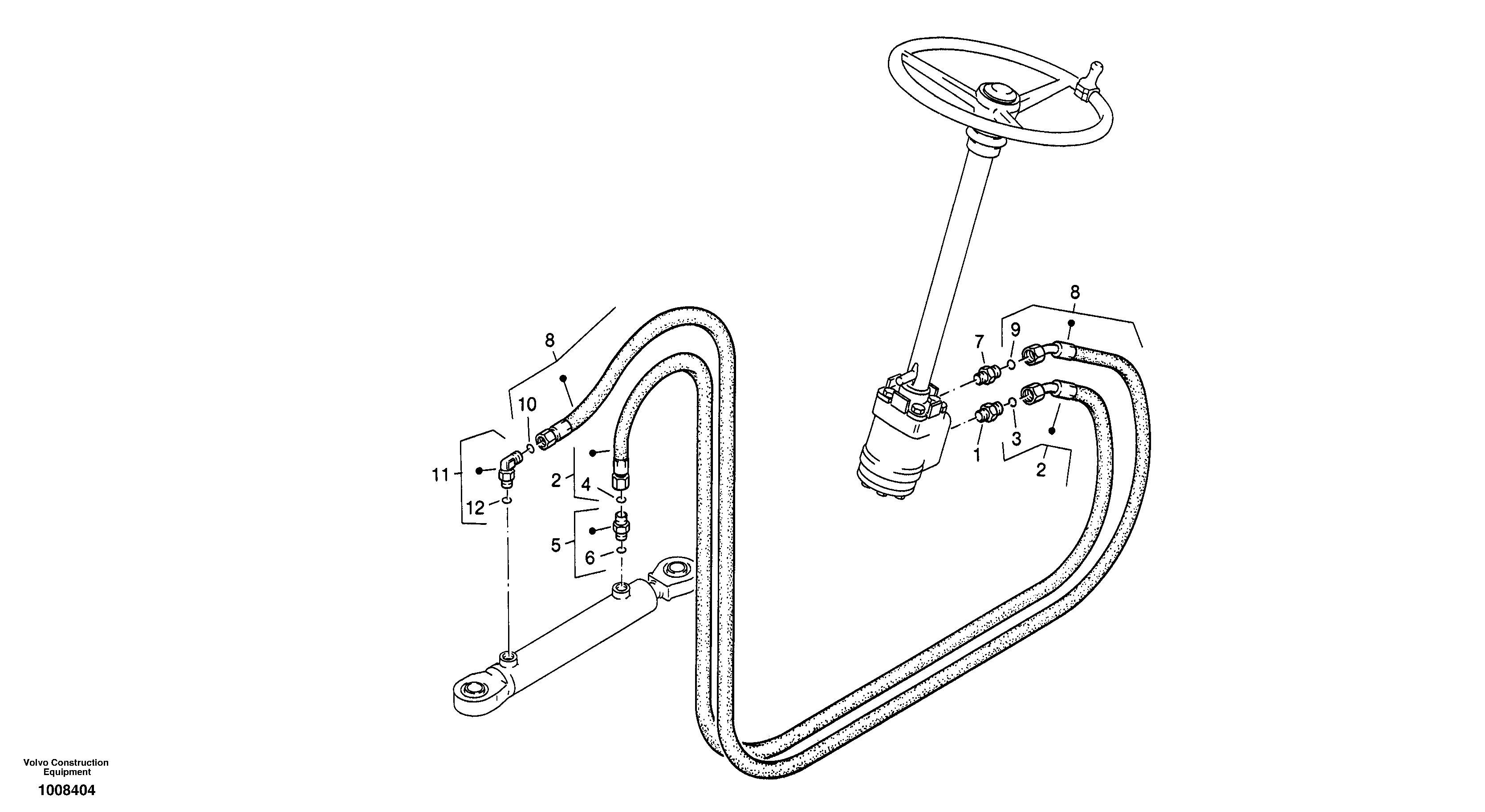 Схема запчастей Volvo ZL302C SER NO 2404001 - - 55931 Steering-hydraulic equipment - front vehicle 